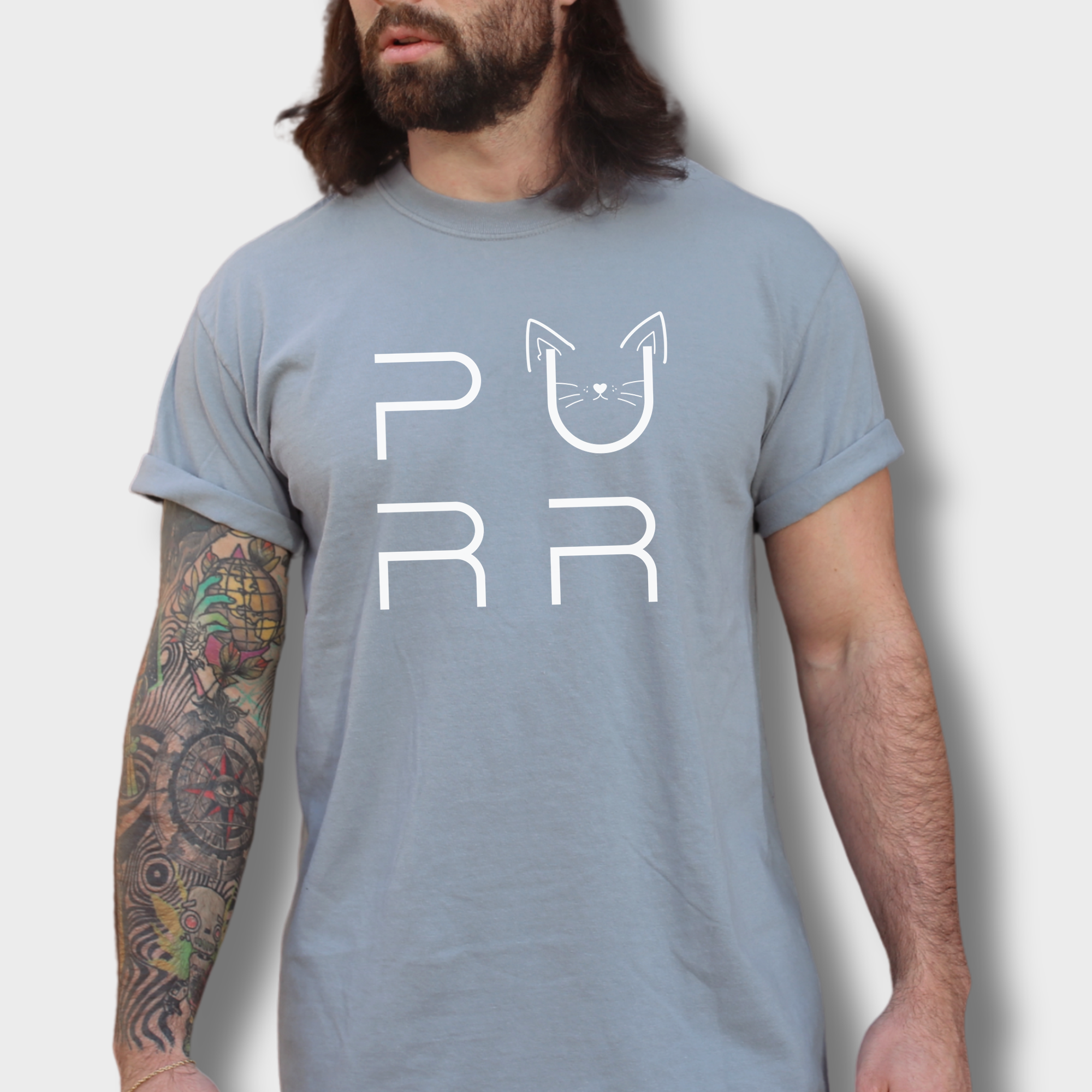 Minimalist Cat PURR T-Shirt in Granite