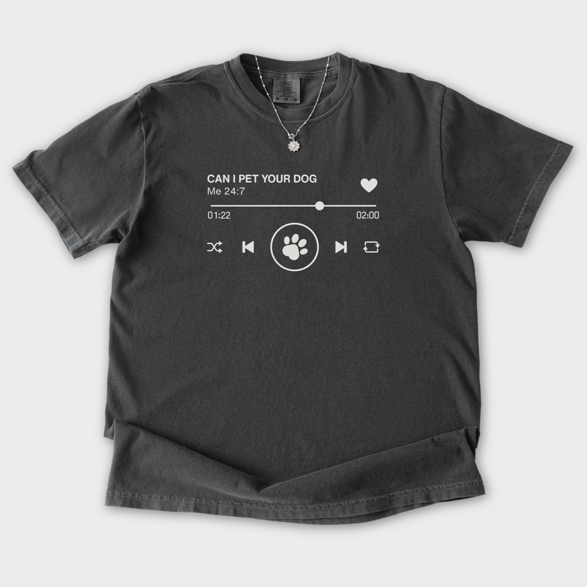 Minimalist Can I Pet Your Dog Digital Player Dog Graphic Comfort Colors T-Shirt in Pepper-T-Shirt-Pepper-S-Fetch N Found