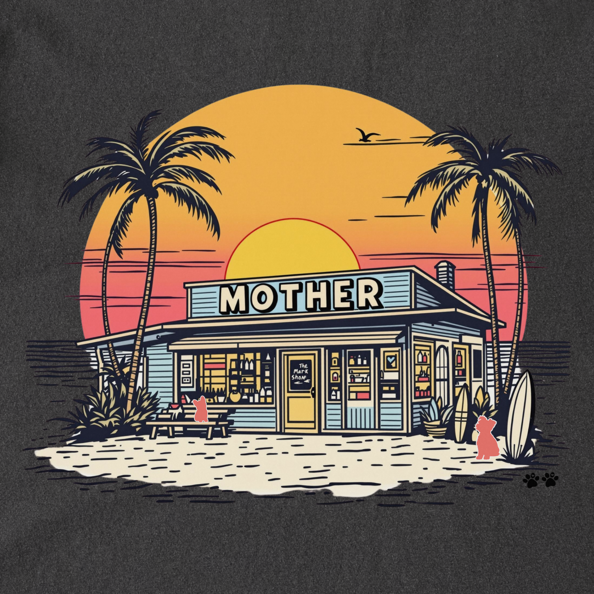 Vintage Mother Surf Shop Dog Graphic Comfort Colors T-Shirt in Pepper-T-Shirt-Fetch N Found