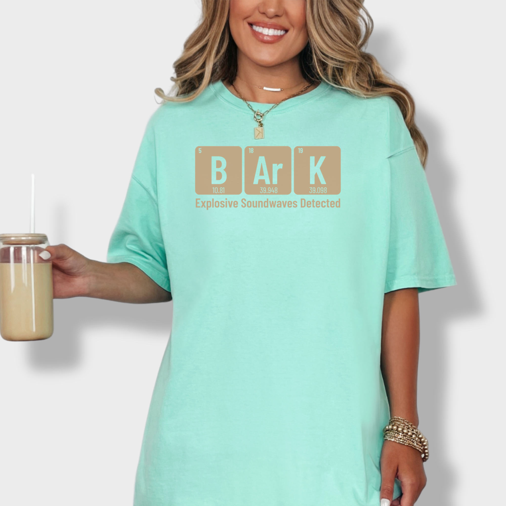 Modern Bark Dog Text Comfort Colors T-Shirt in Island Reef-Fetch N Found