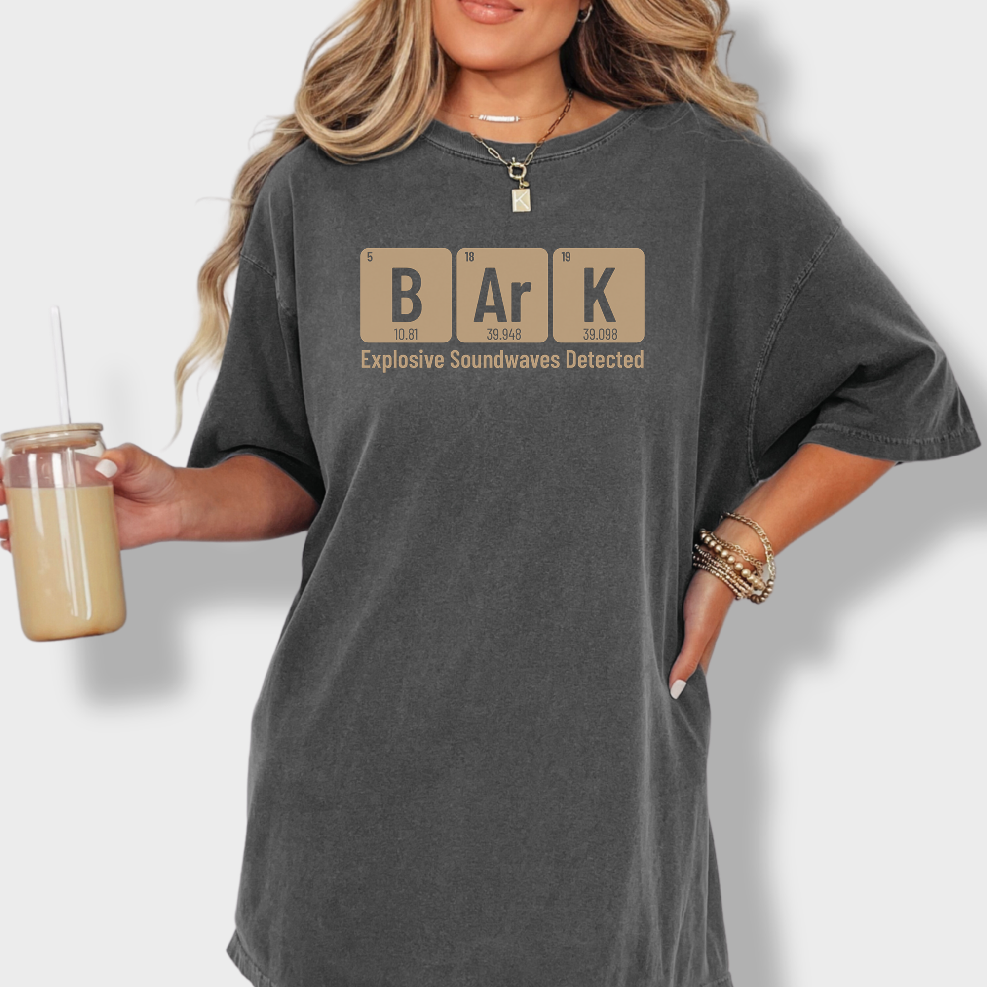 Modern Bark Dog Text Comfort Colors T-Shirt in Pepper-Fetch N Found