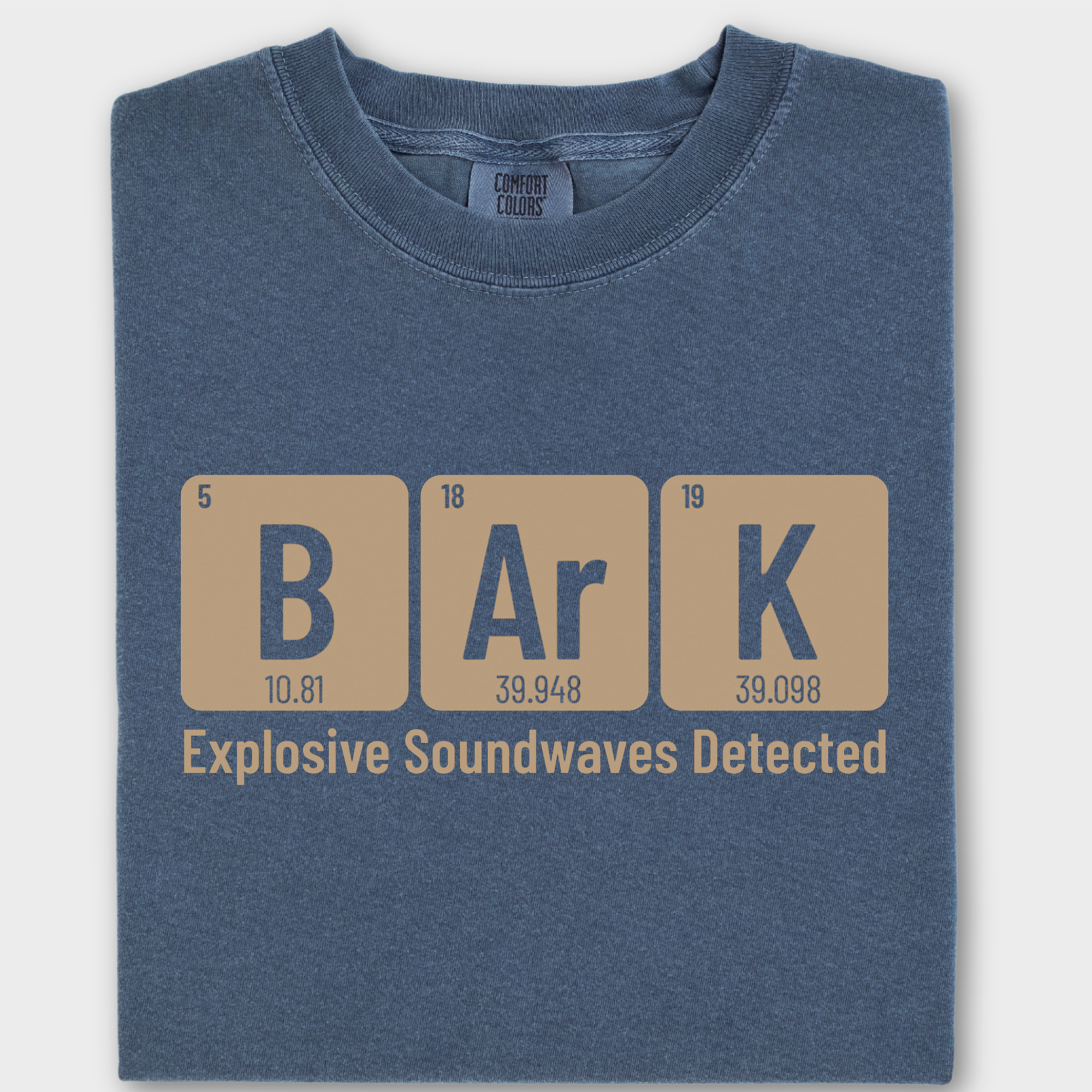 Modern Bark Dog Text Comfort Colors T-Shirt in Denim-Fetch N Found