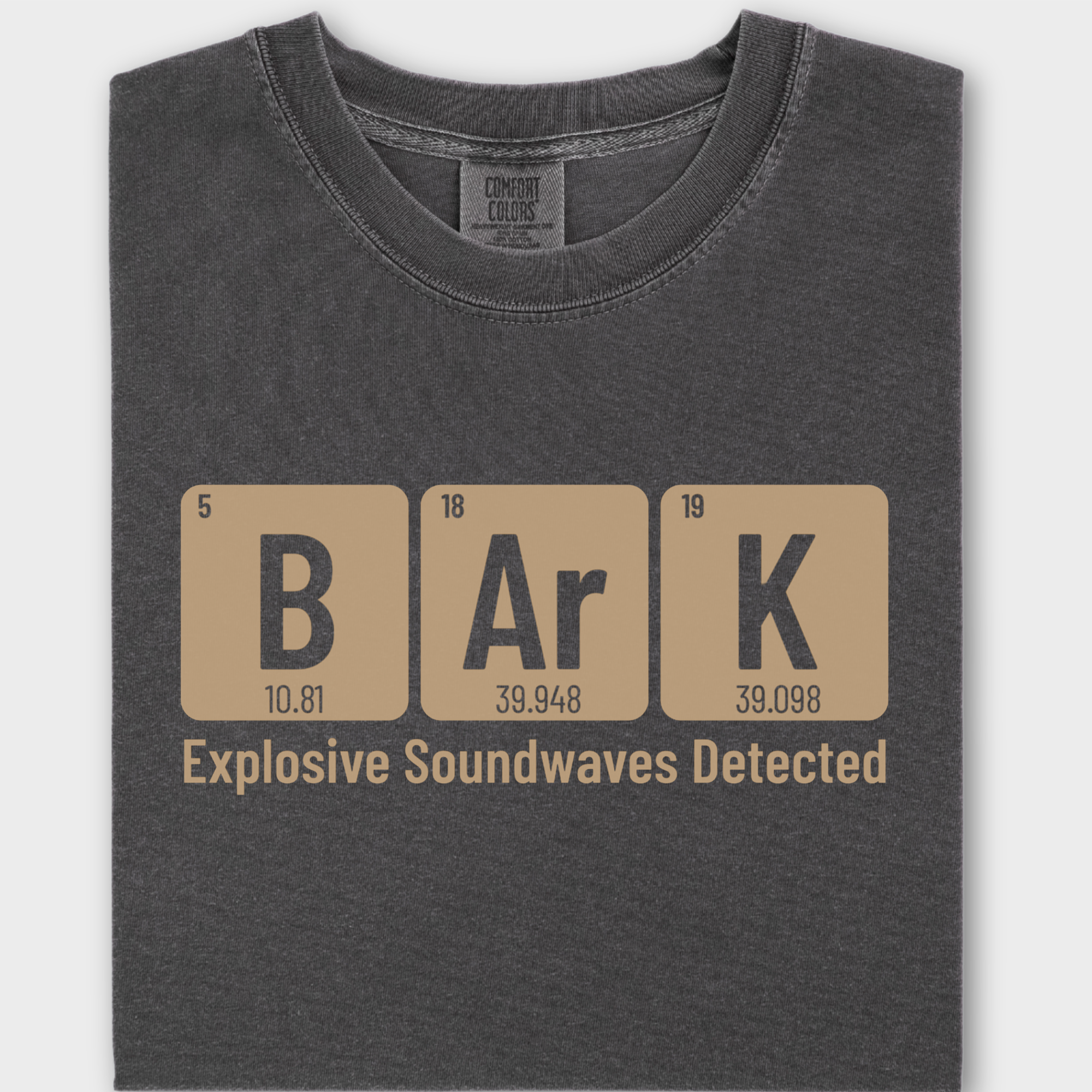 Modern Bark Dog Text Comfort Colors T-Shirt in Pepper-Fetch N Found
