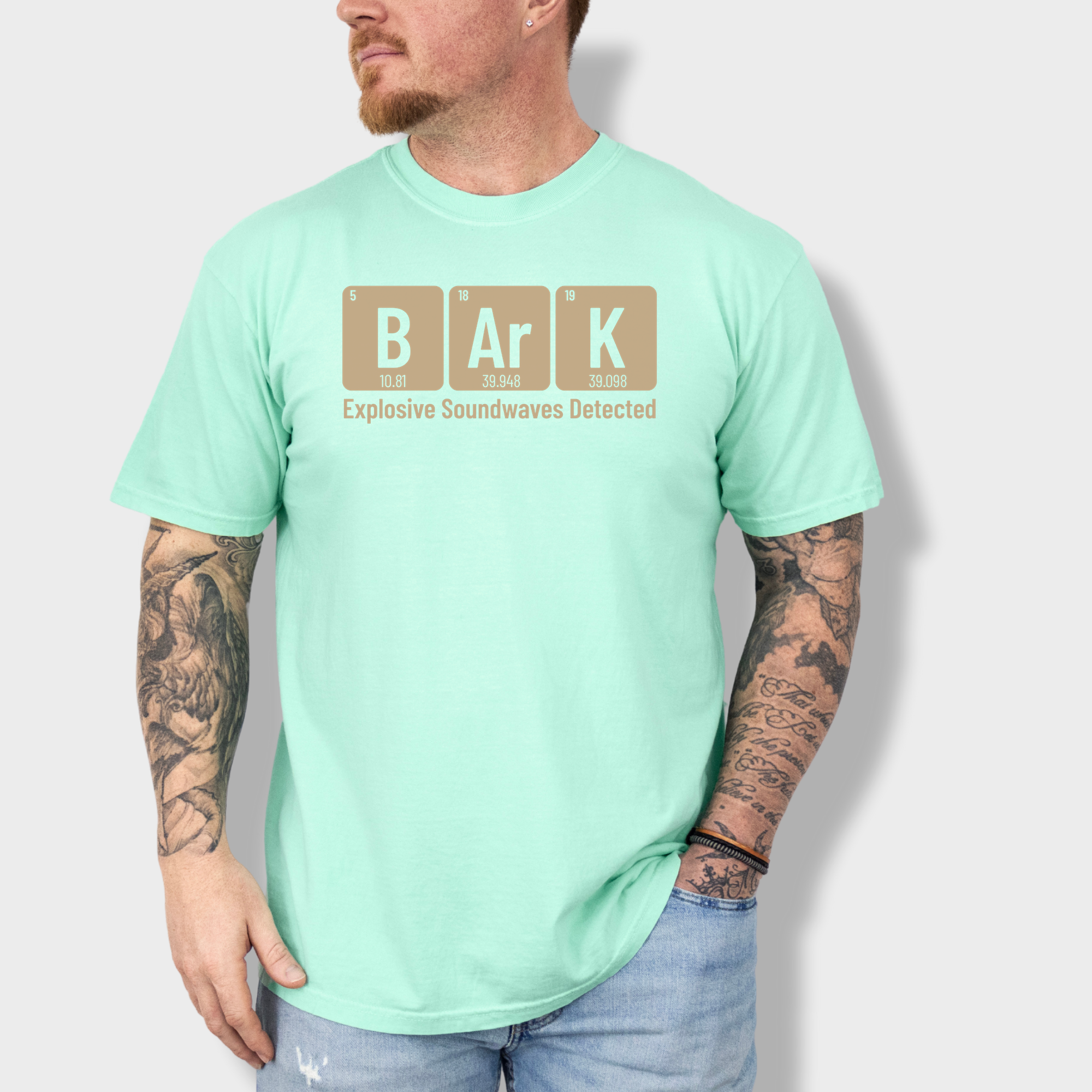 Modern Bark Dog Text Comfort Colors T-Shirt in Island Reef-Fetch N Found