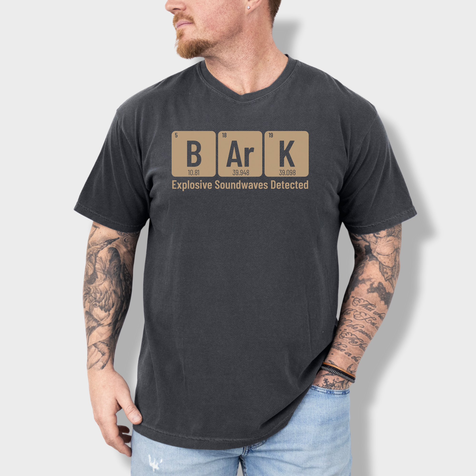 Modern Bark Dog Text Comfort Colors T-Shirt in Pepper-Fetch N Found