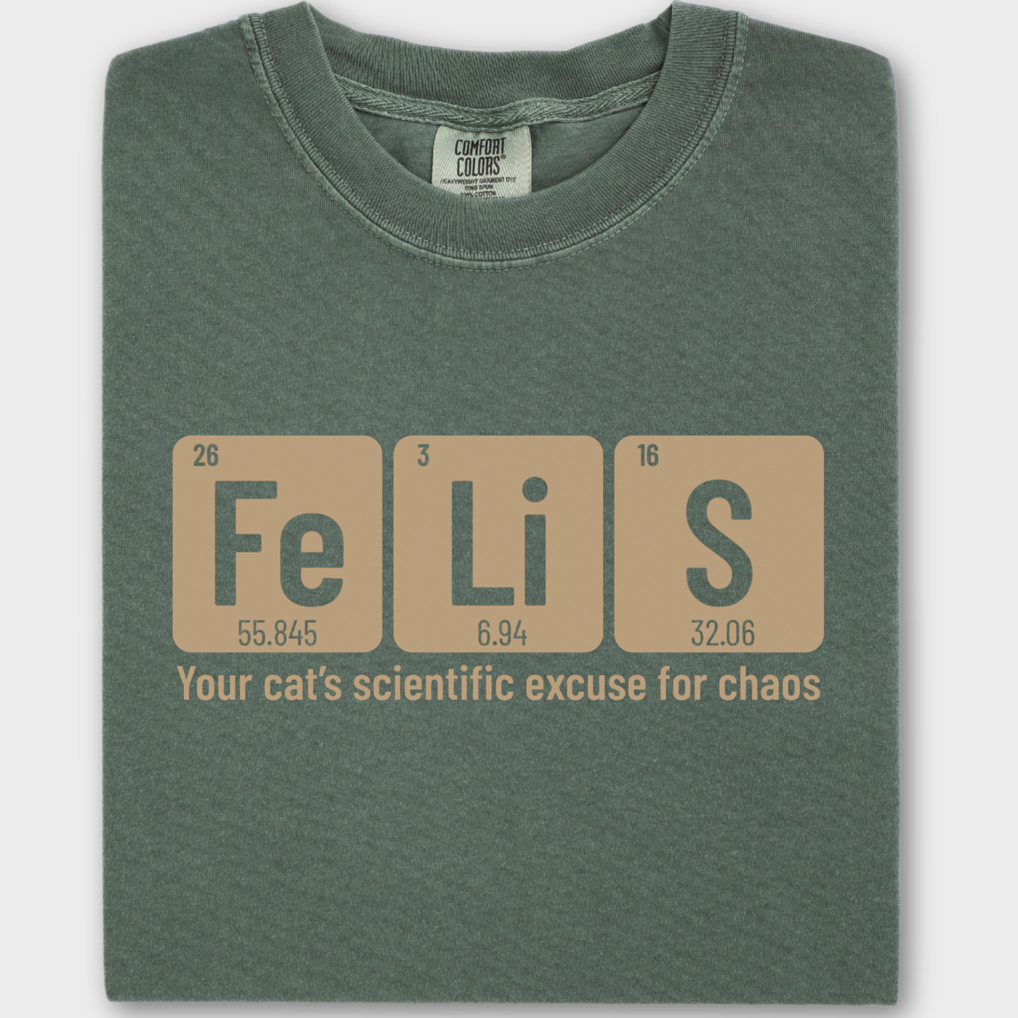 Vintage Felis Cat Graphic Comfort Colors T-Shirt in Moss-Fetch N Found