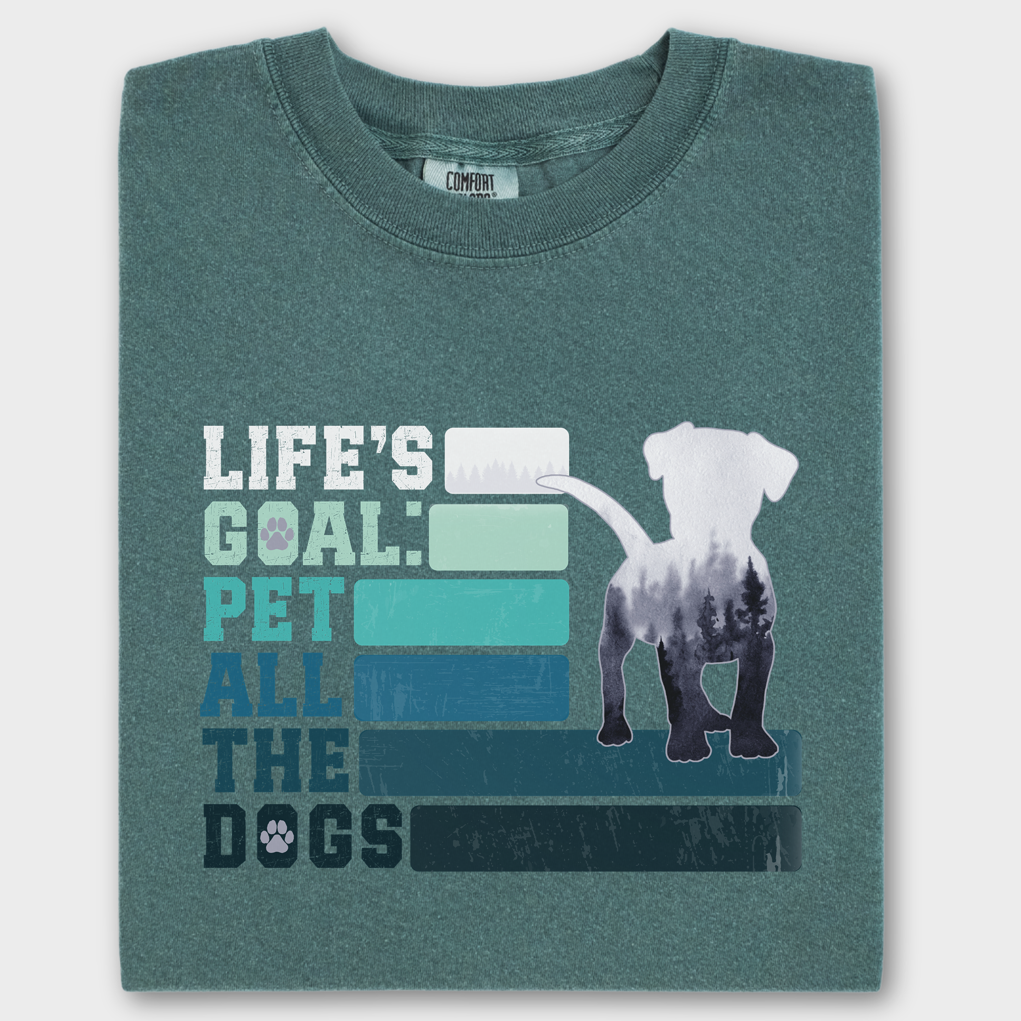 Vintage Pet All the Dogs Dog Graphic Comfort Colors T-Shirt in Blue Spruce-Fetch N Found