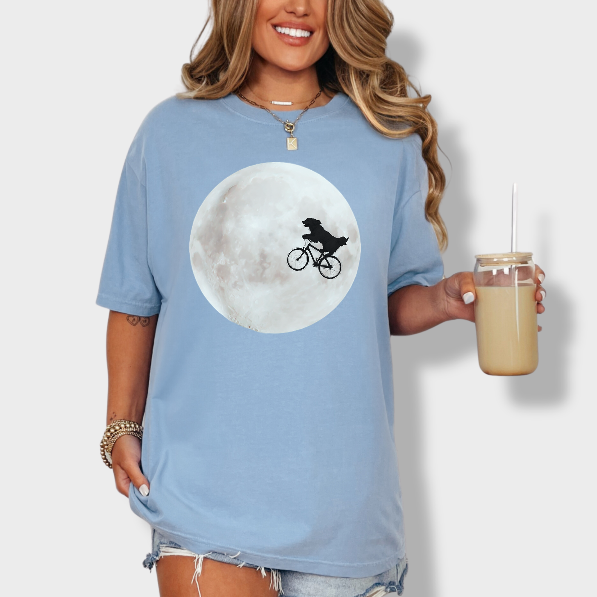 Retro Dog Phone Home Dog Minimalist Comfort Colors T-Shirt in Washed Denim-Fetch N Found