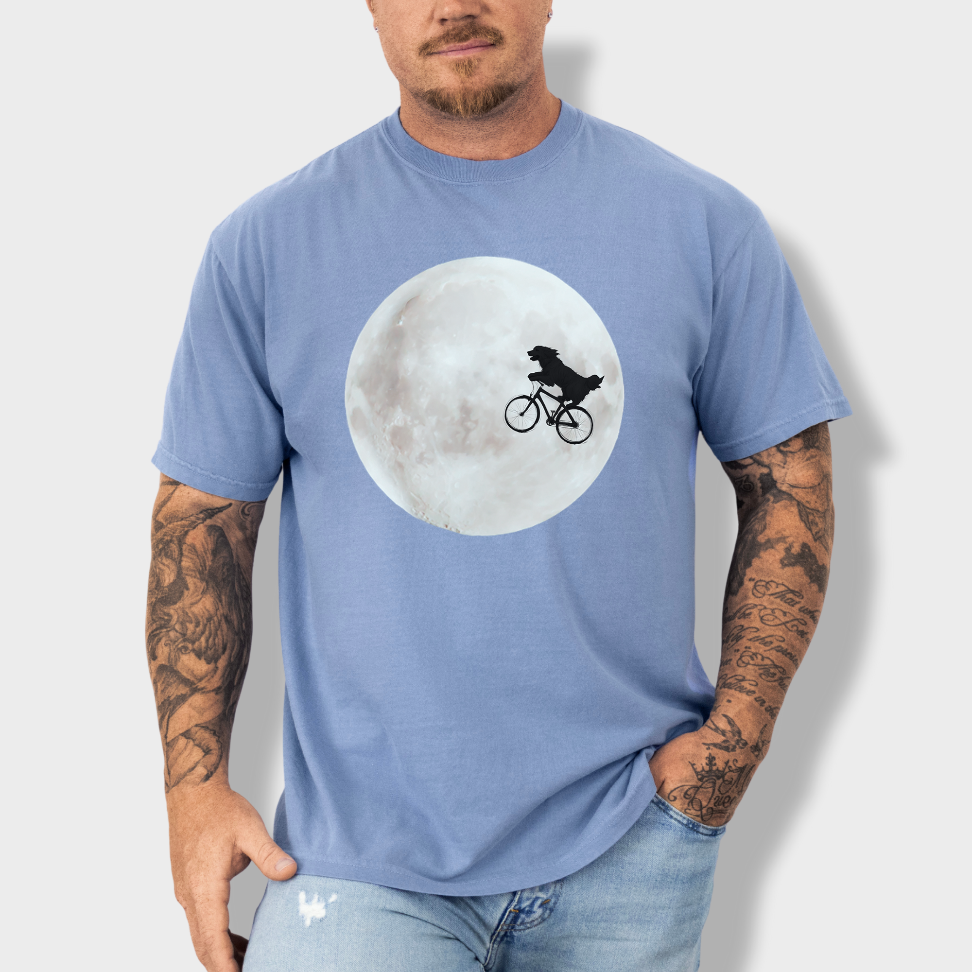 Retro Dog Phone Home Dog Minimalist Comfort Colors T-Shirt in Washed Denim-Fetch N Found