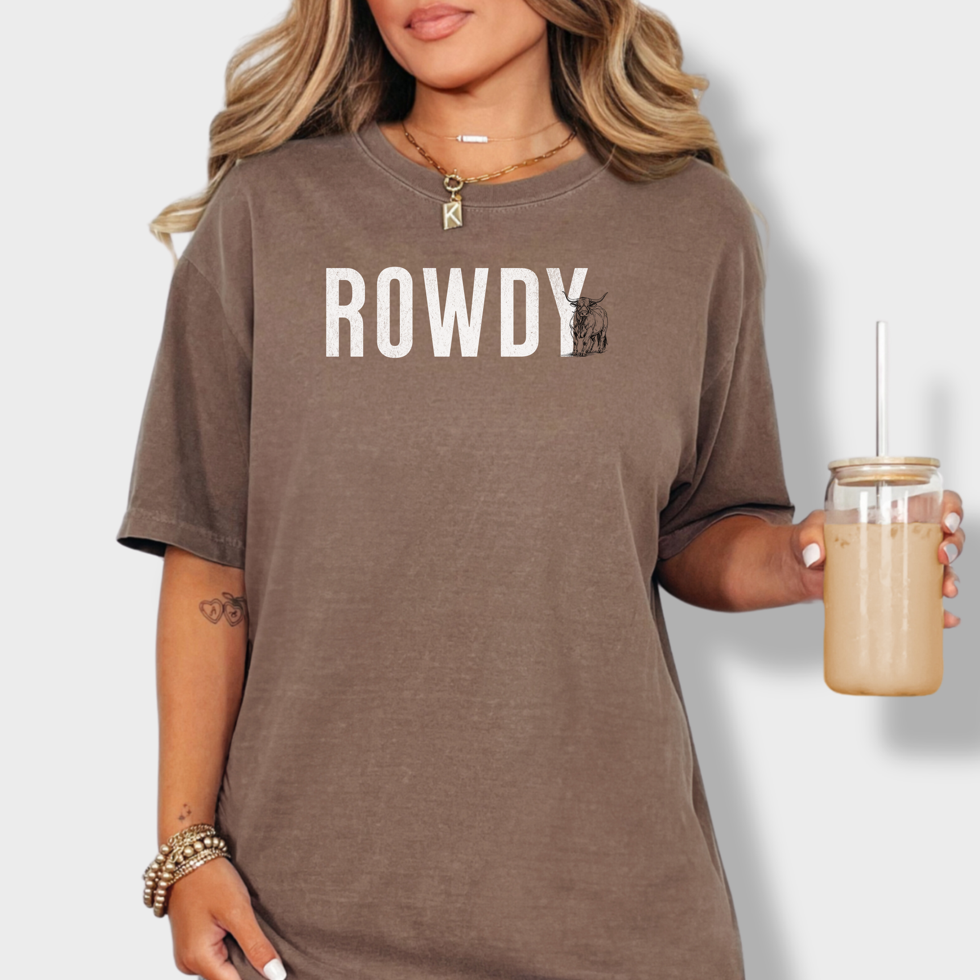 Western Rowdy Animal Text Comfort Colors T-Shirt in Espresso-Fetch N Found