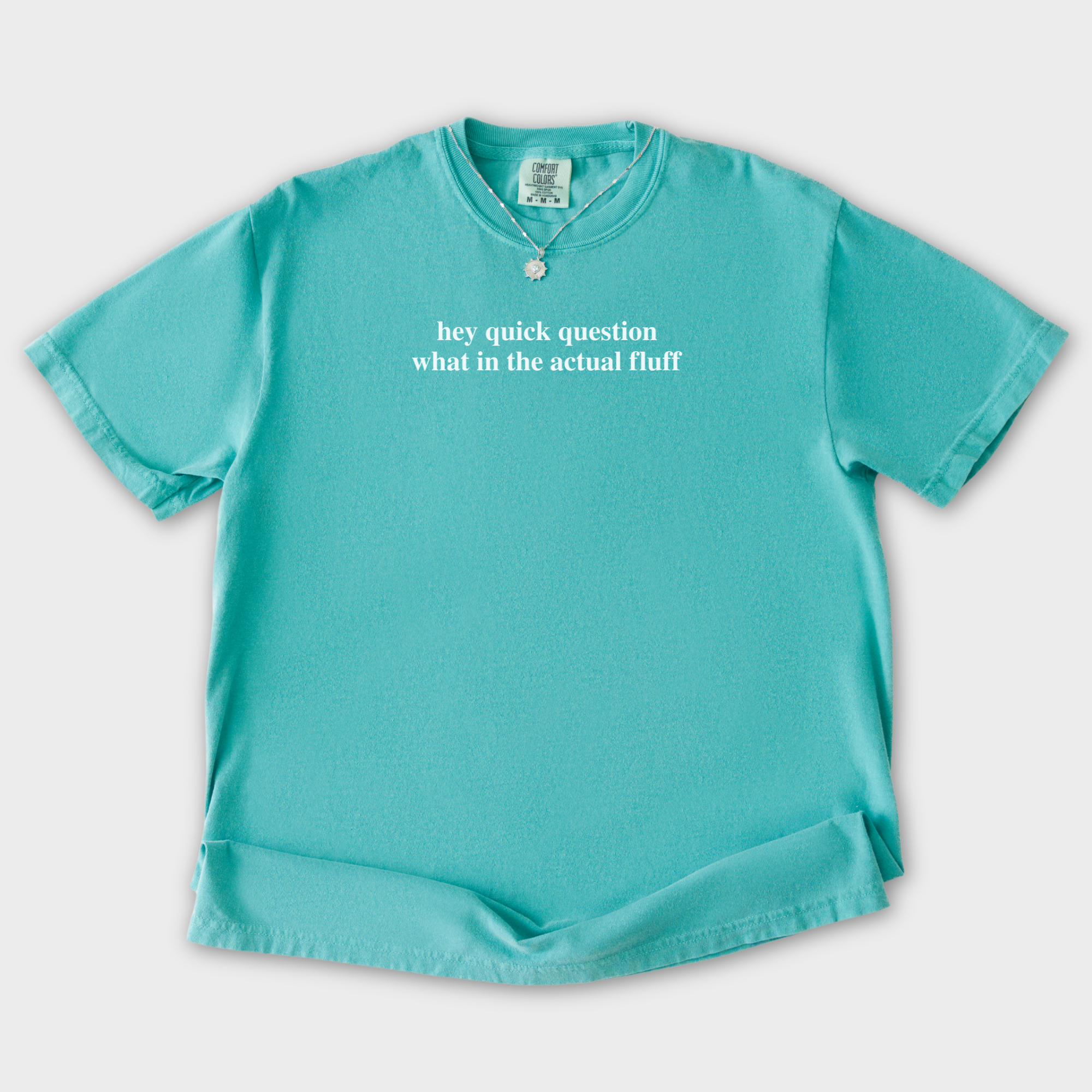 Modern Hey quick question FLUFF Pet Text Comfort Colors T-Shirt in Seafoam