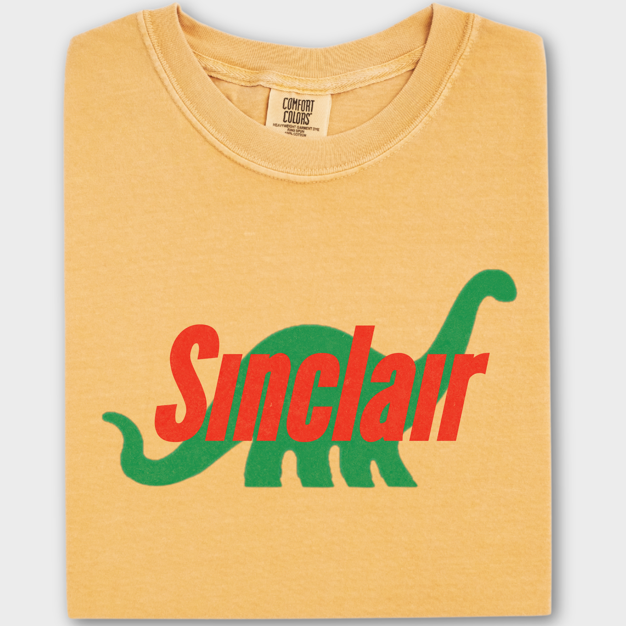 Retro Sinclair Animal Graphic Comfort Colors T-Shirt in Mustard-Fetch N Found