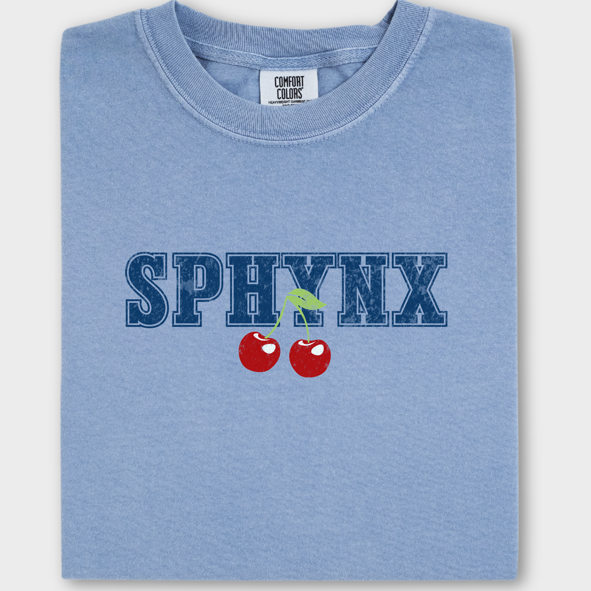 Western Sphynx Cherry Cat Cherry Comfort Colors T-Shirt in Washed Denim-Fetch N Found