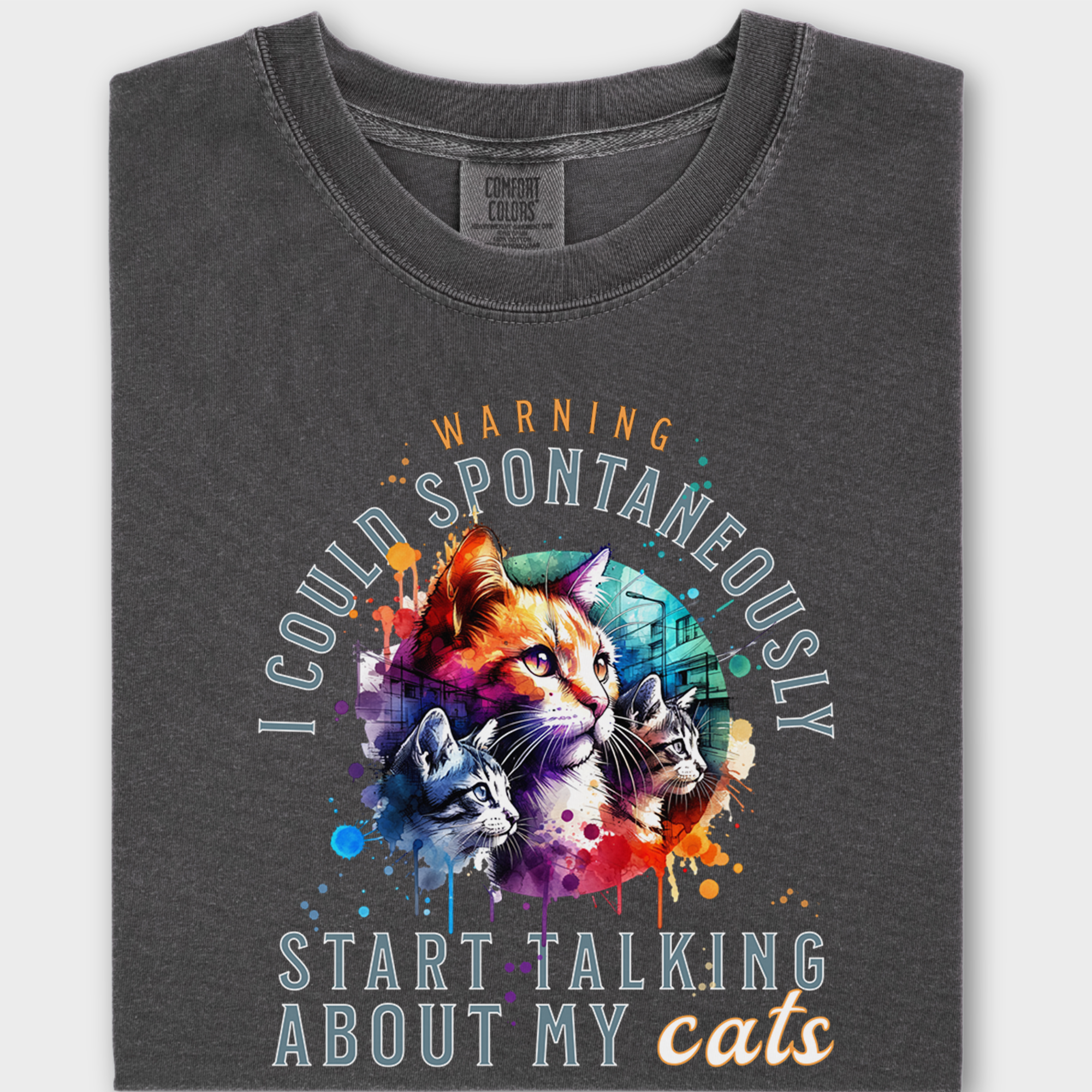 Retro Funny Cat Graphic T-Shirt Spontaneously Talking About My Cat in Pepper-Fetch N Found