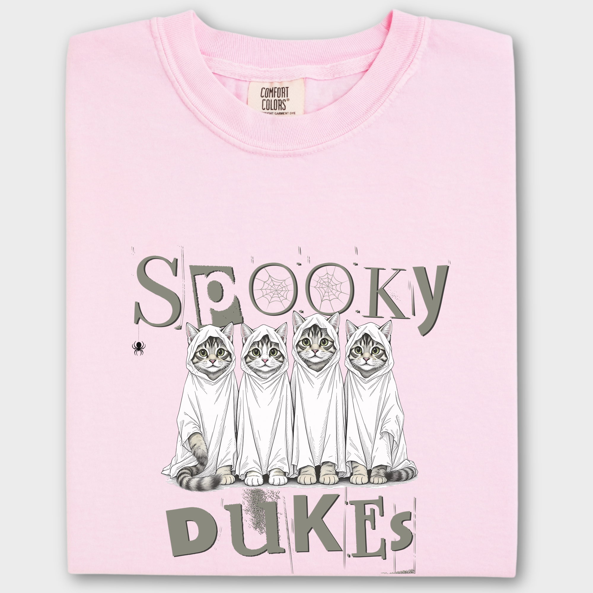 Vintage Spooky Dukes Trick-or-Treaters Cat Graphic Comfort Colors T-Shirt in Blossom-T-Shirt-Blossom-Fetch N Found