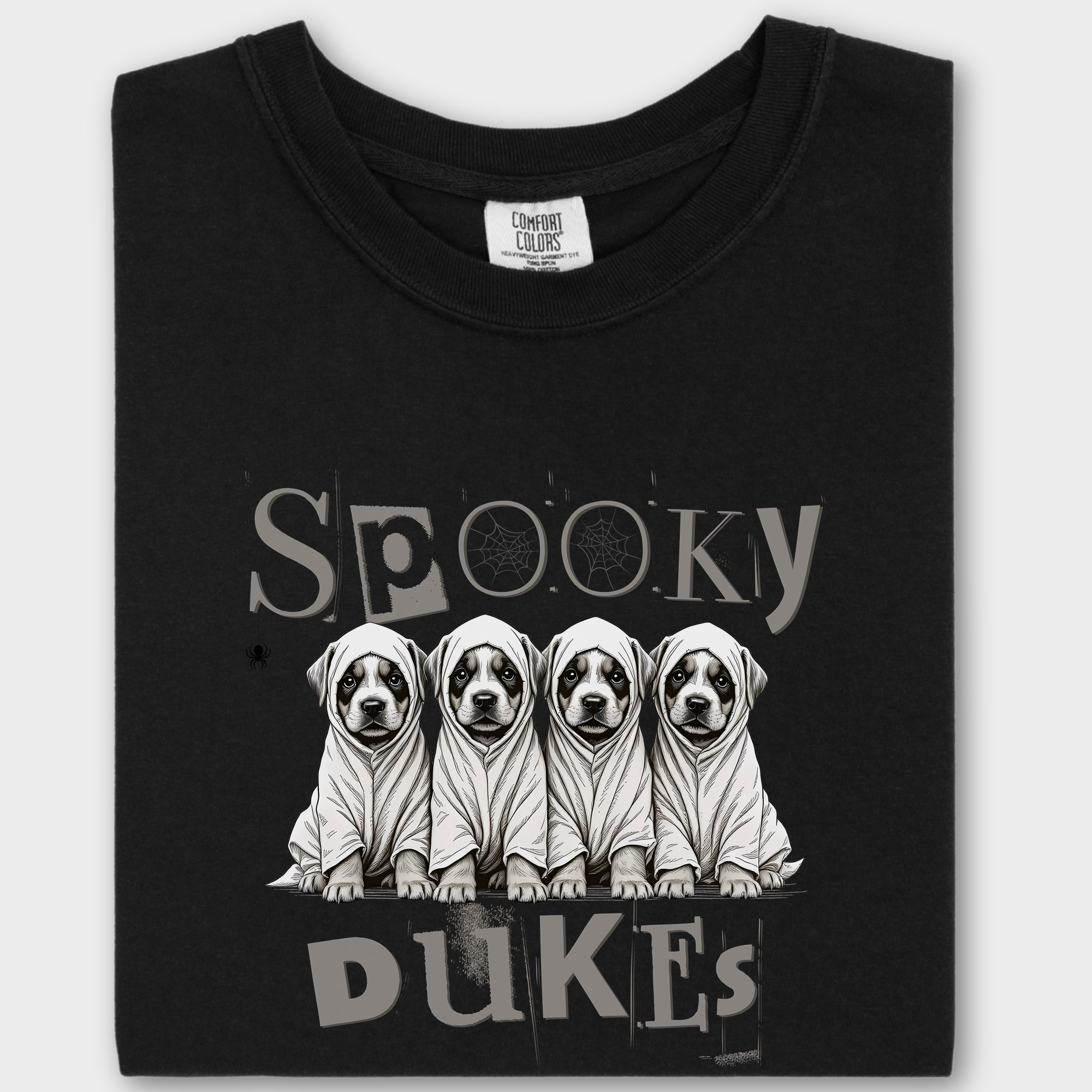 Vintage Spooky Dukes Trick-or-Treaters Dog Graphic Comfort Colors T-Shirt in Black-T-Shirt-Black-Fetch N Found
