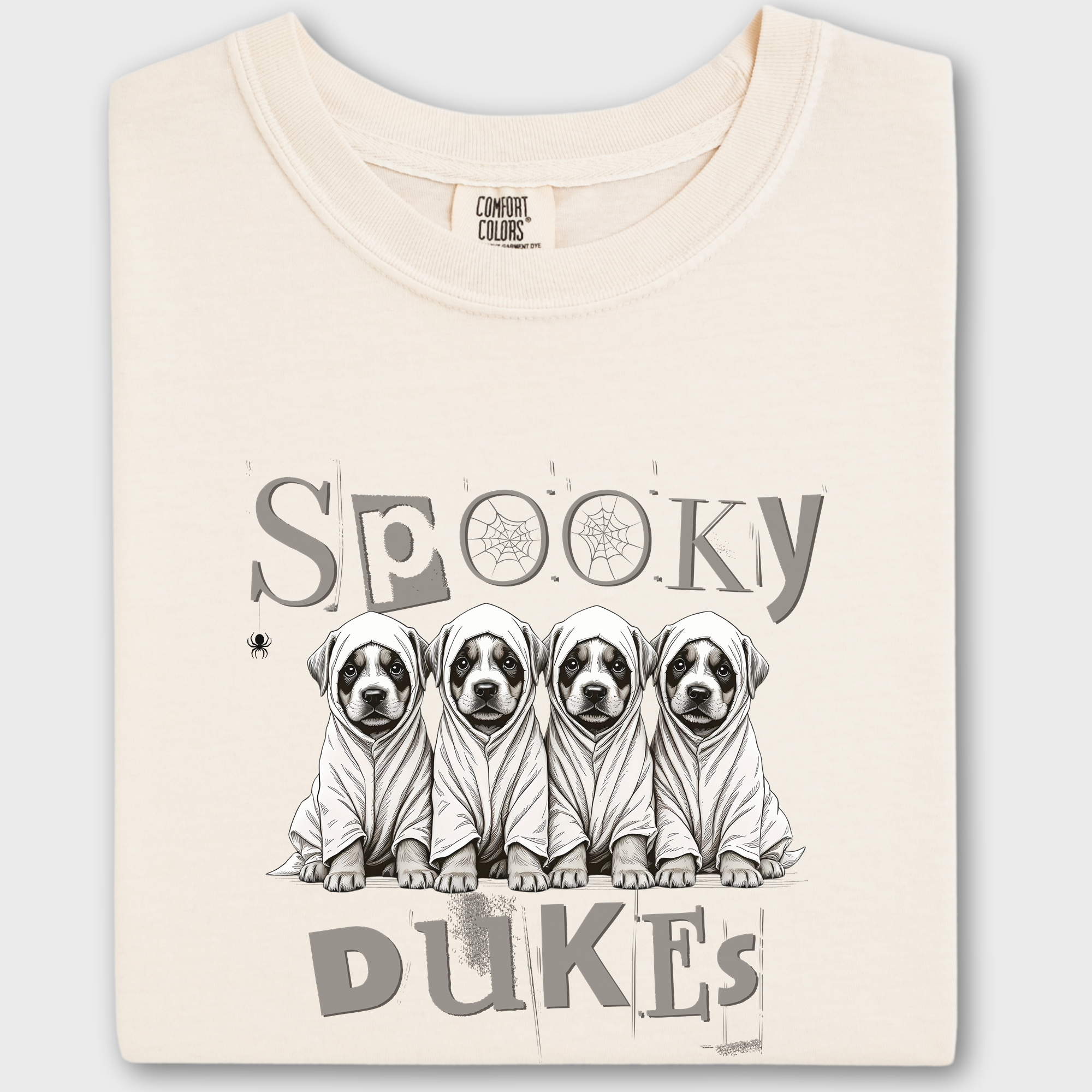 Vintage Spooky Dukes Trick-or-Treaters Dog Graphic Comfort Colors T-Shirt in Ivory-T-Shirt-Ivory-Fetch N Found