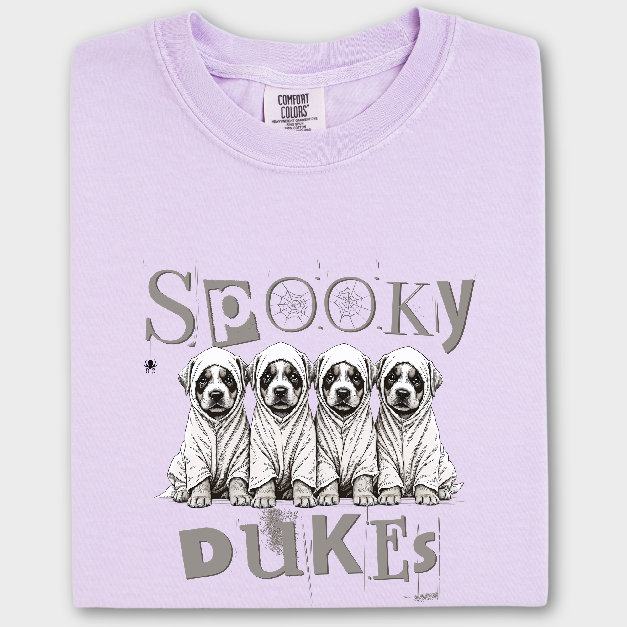 Vintage Spooky Dukes Trick-or-Treaters Dog Graphic Comfort Colors T-Shirt in Orchid-T-Shirt-Orchid-Fetch N Found