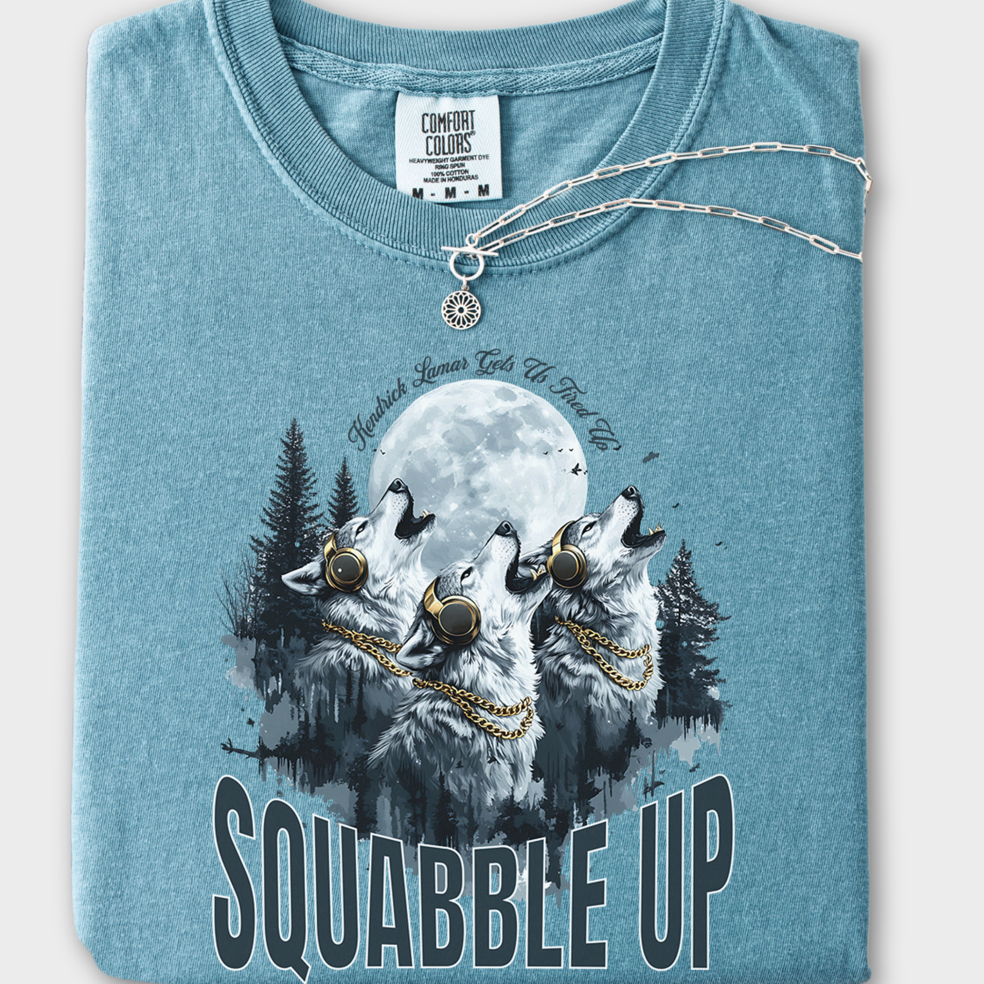 Retro Custom Squabble Up Dog Graphic T-Shirt in Ice Blue-Fetch N Found