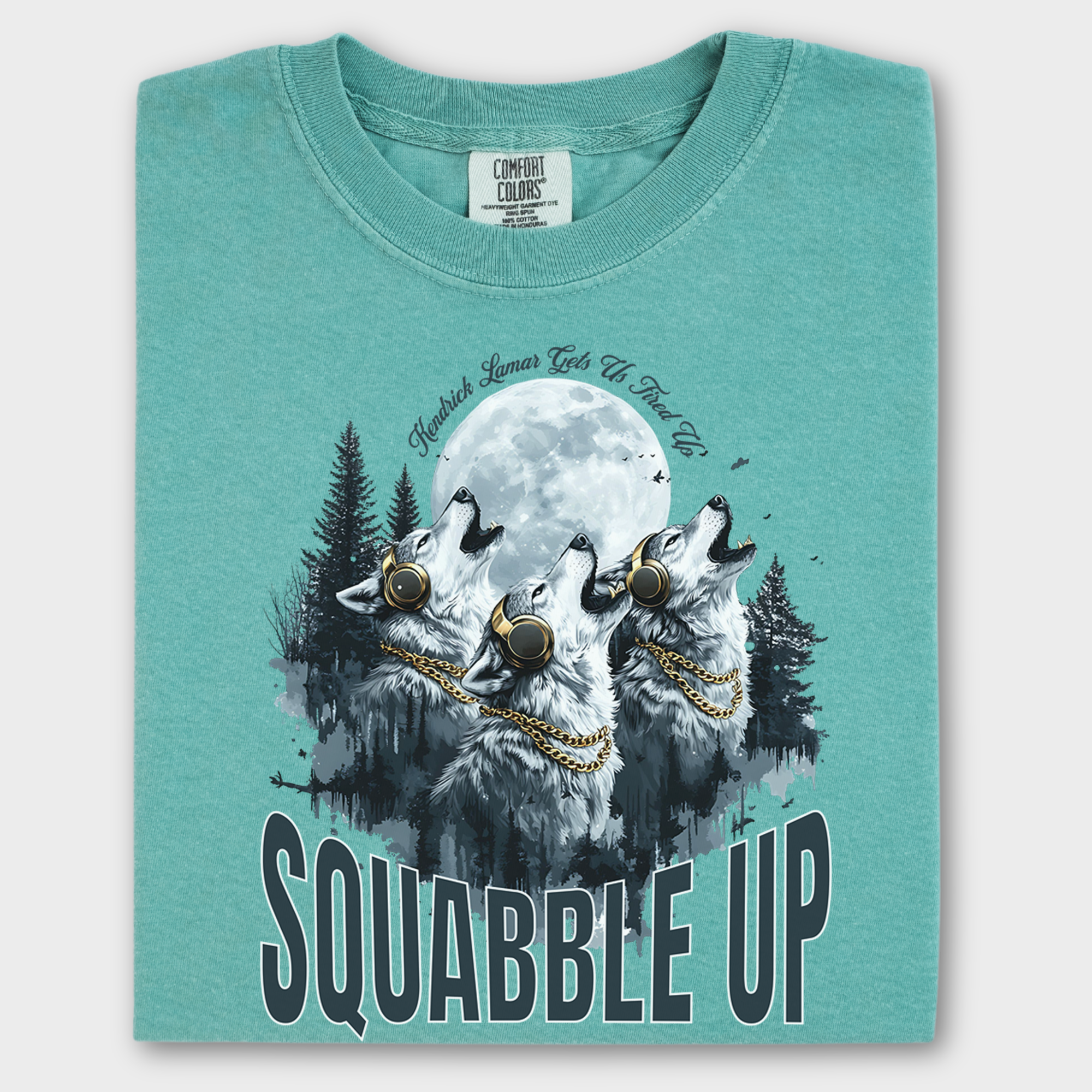 Retro Custom Squabble Up Dog Graphic T-Shirt in Seafoam-Fetch N Found