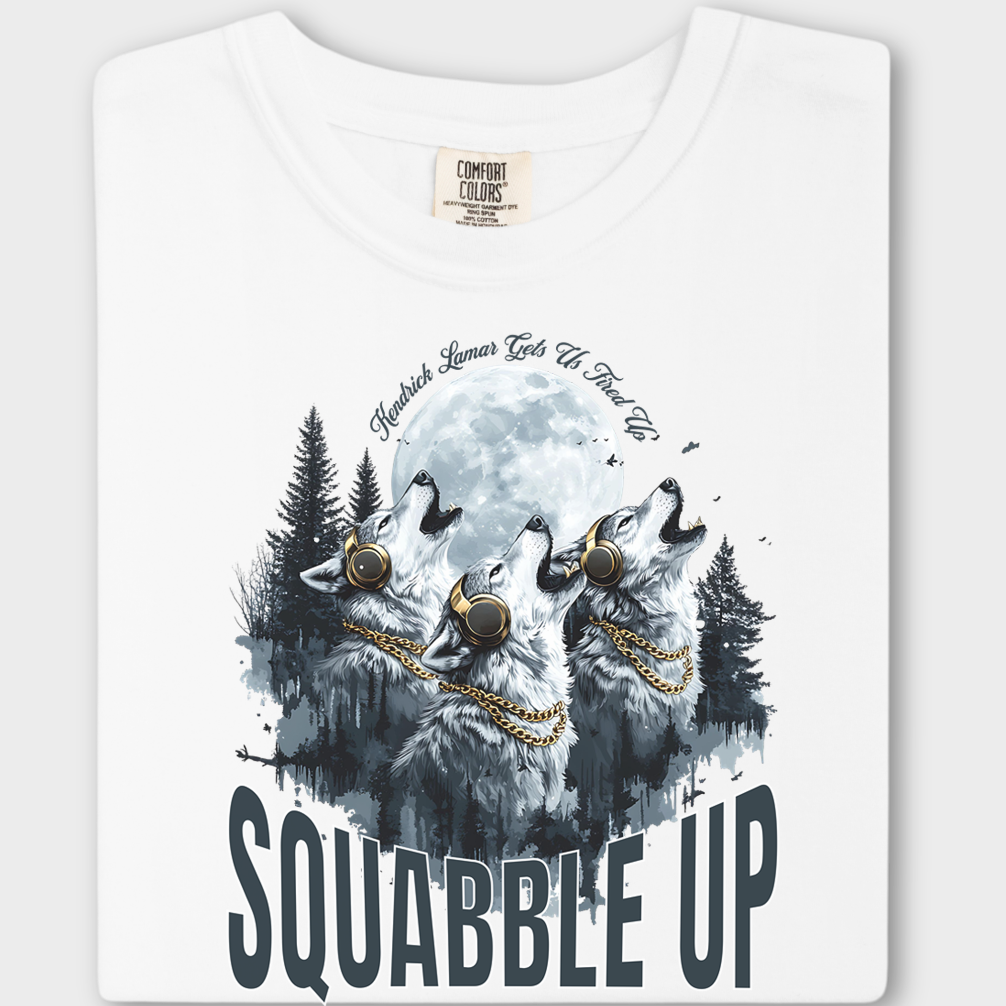 Retro Custom Squabble Up Dog Graphic T-Shirt in White-Fetch N Found