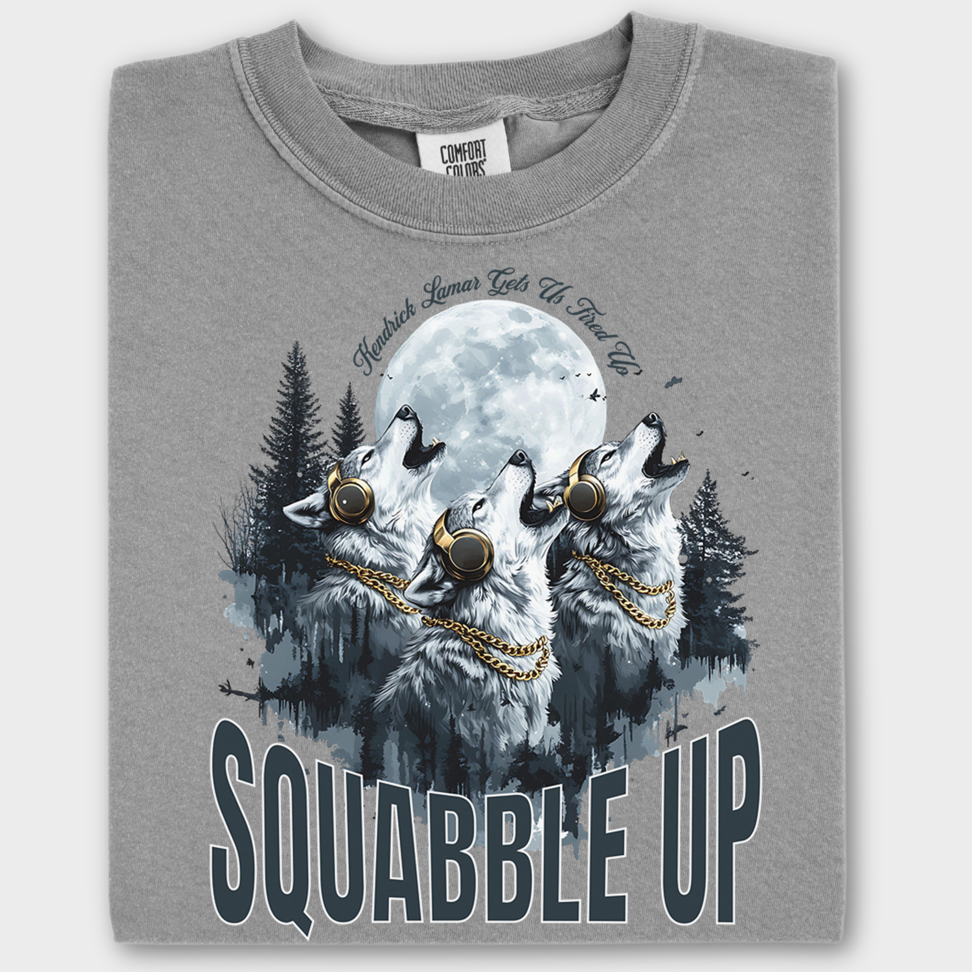 Retro Custom Squabble Up Dog Graphic T-Shirt in Gray-Fetch N Found