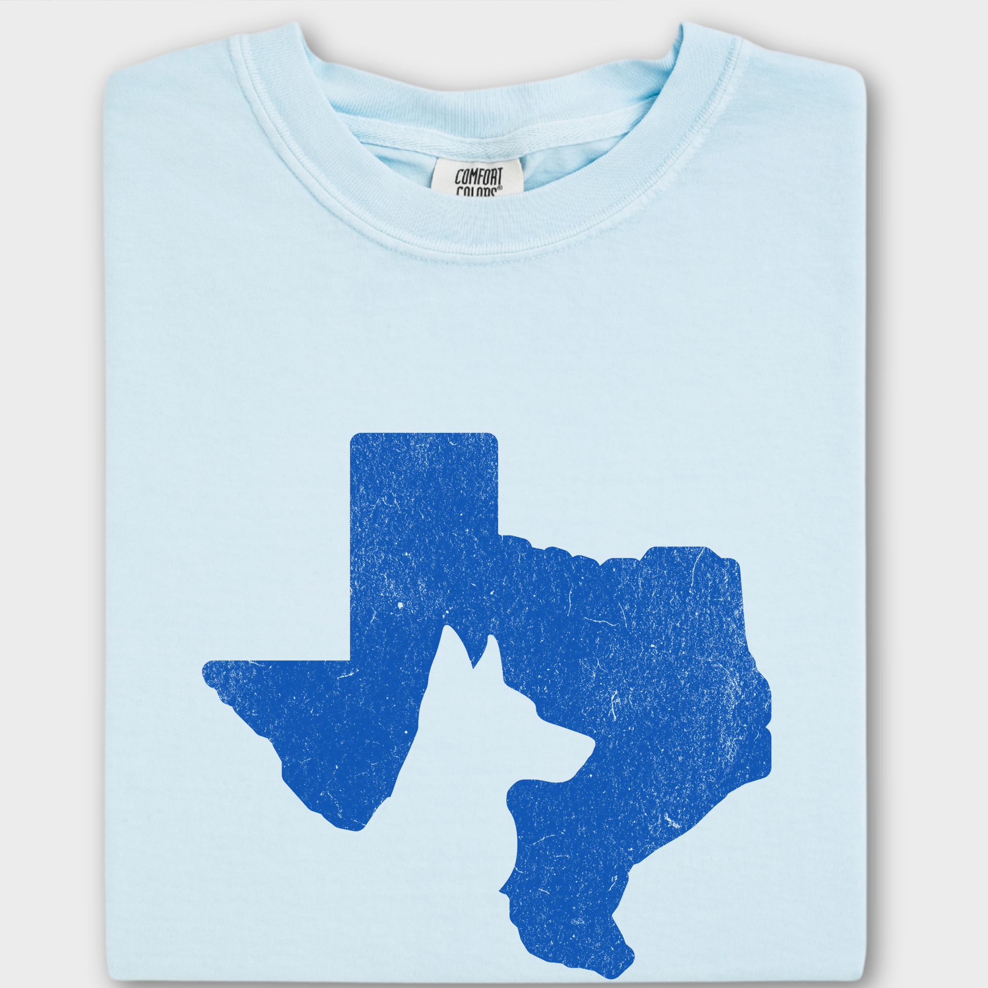 Minimalist Texas State Dog Lover Dog Graphic Comfort Colors T-Shirt in Chambray-T-Shirt-Chambray-Fetch N Found