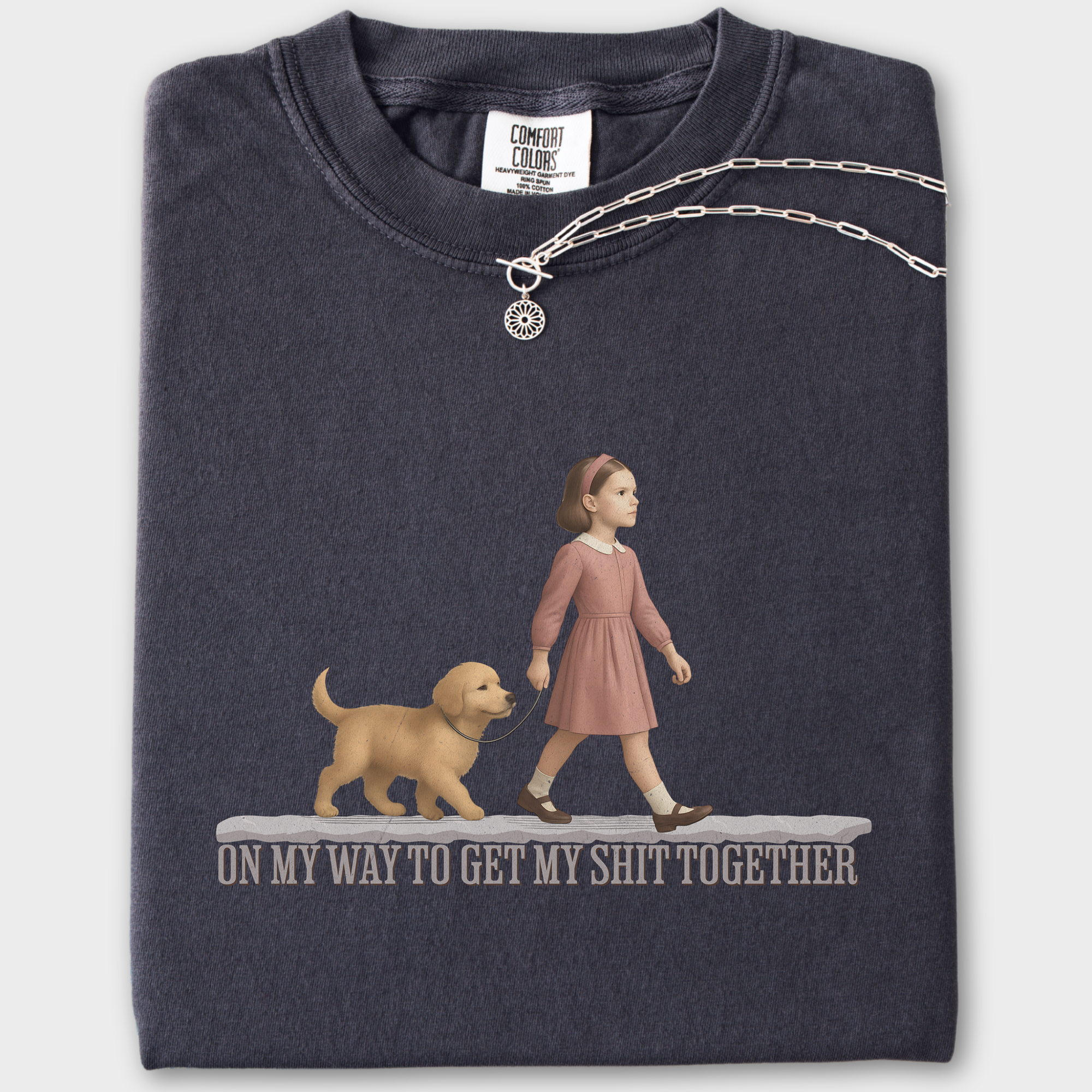 Vintage On My Way To Get My Stuff Together Dog Graphic Comfort Colors T-Shirt in Graphite-T-Shirt-Graphite-Fetch N Found