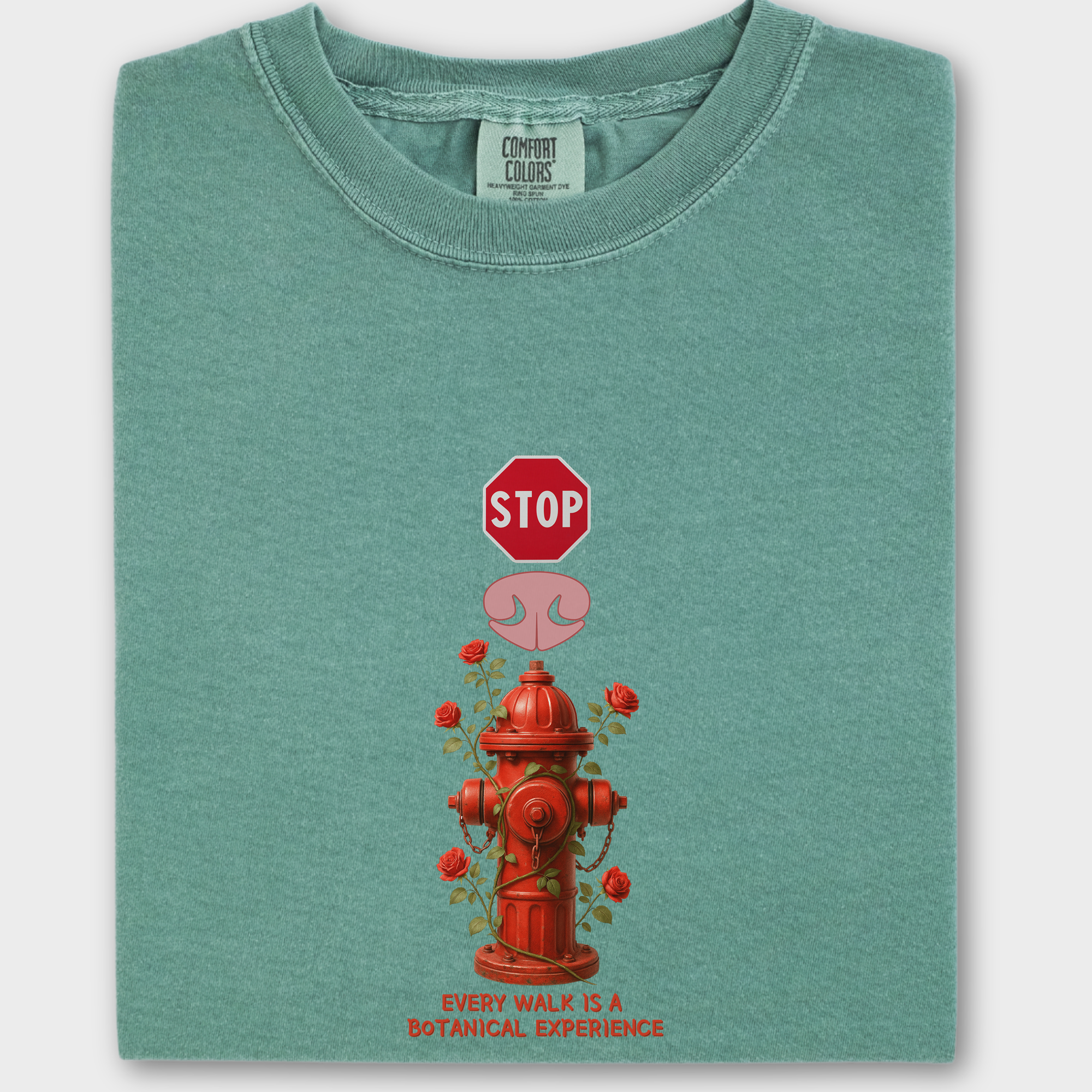 Floral Every Walk Is a Botanical Experience Dog Graphic Comfort Colors T-Shirt in Light Green-T-Shirt-Fetch N Found
