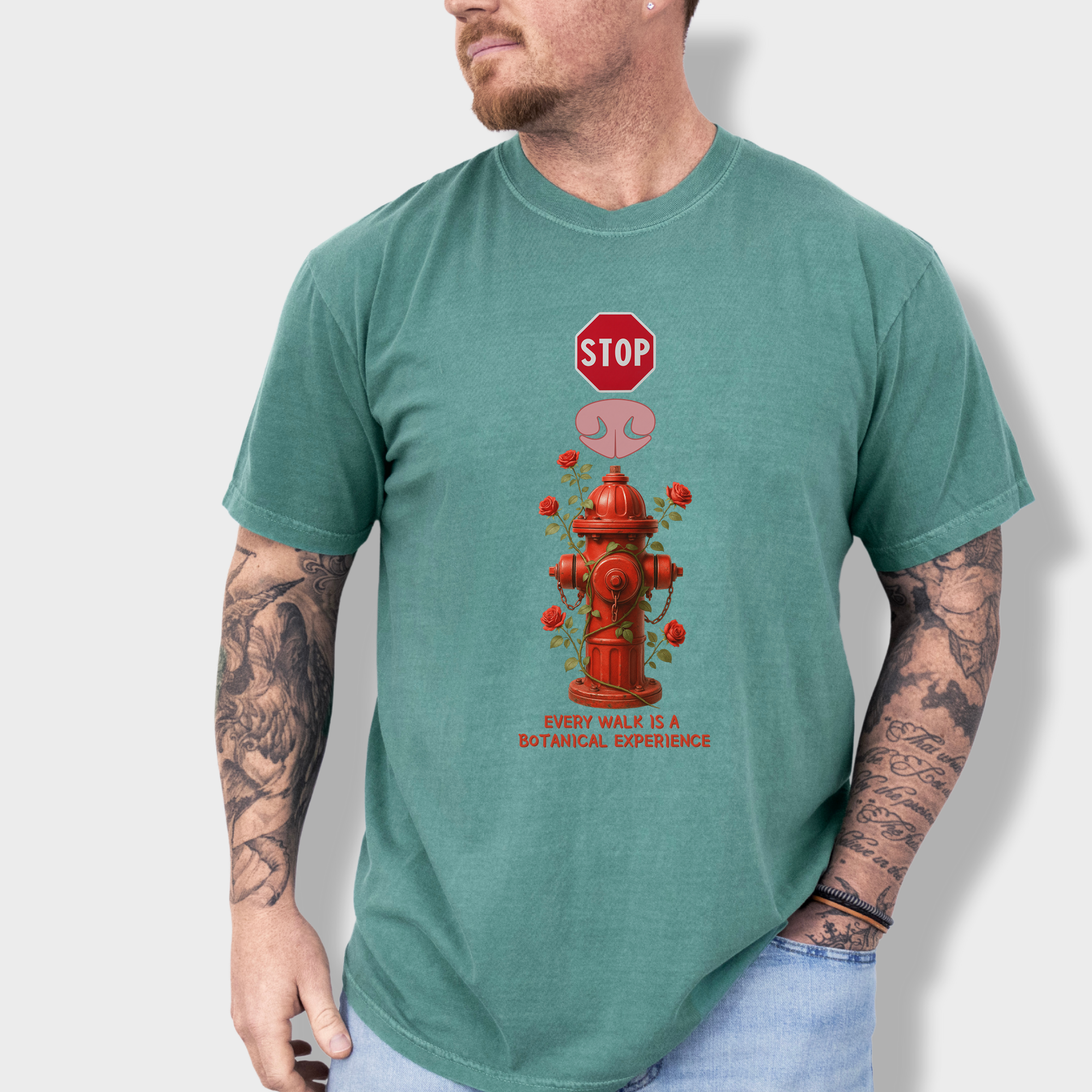 Floral Every Walk Is a Botanical Experience Dog Graphic Comfort Colors T-Shirt in Light Green-T-Shirt-Fetch N Found