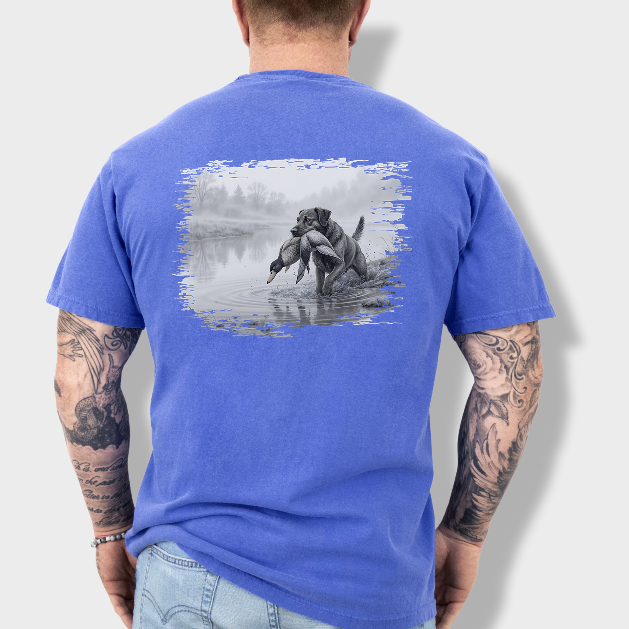 Line Art Too Long Didnt Read TLDR Dog Plus Duck Dog Graphic Comfort Colors T-Shirt in Flo Blue-T-Shirt-Flo Blue-Fetch N Found