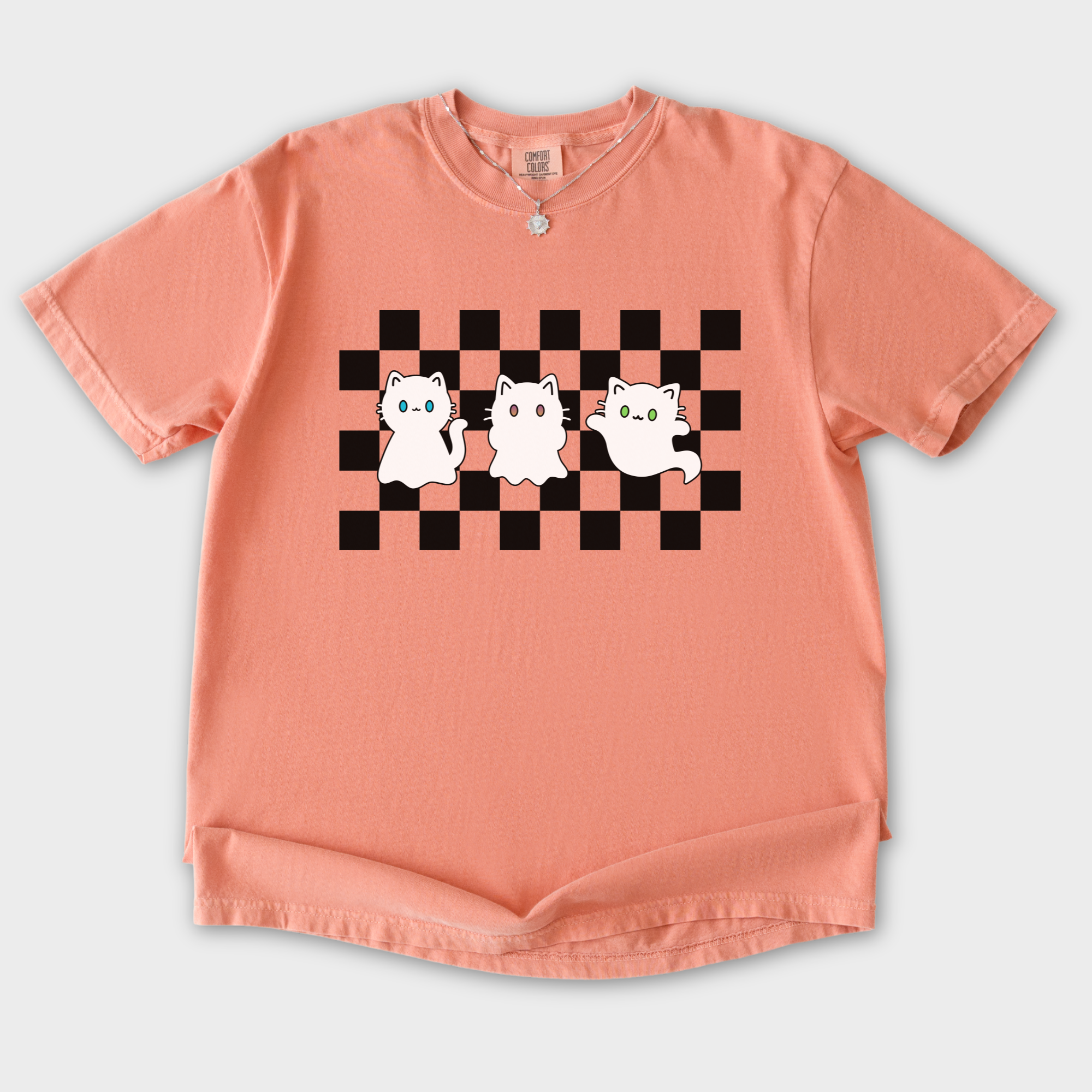 Minimalist Friendly Cat Ghosts Cat Graphic Comfort Colors T-Shirt in Terracotta-T-Shirt-Terracotta-S-Fetch N Found