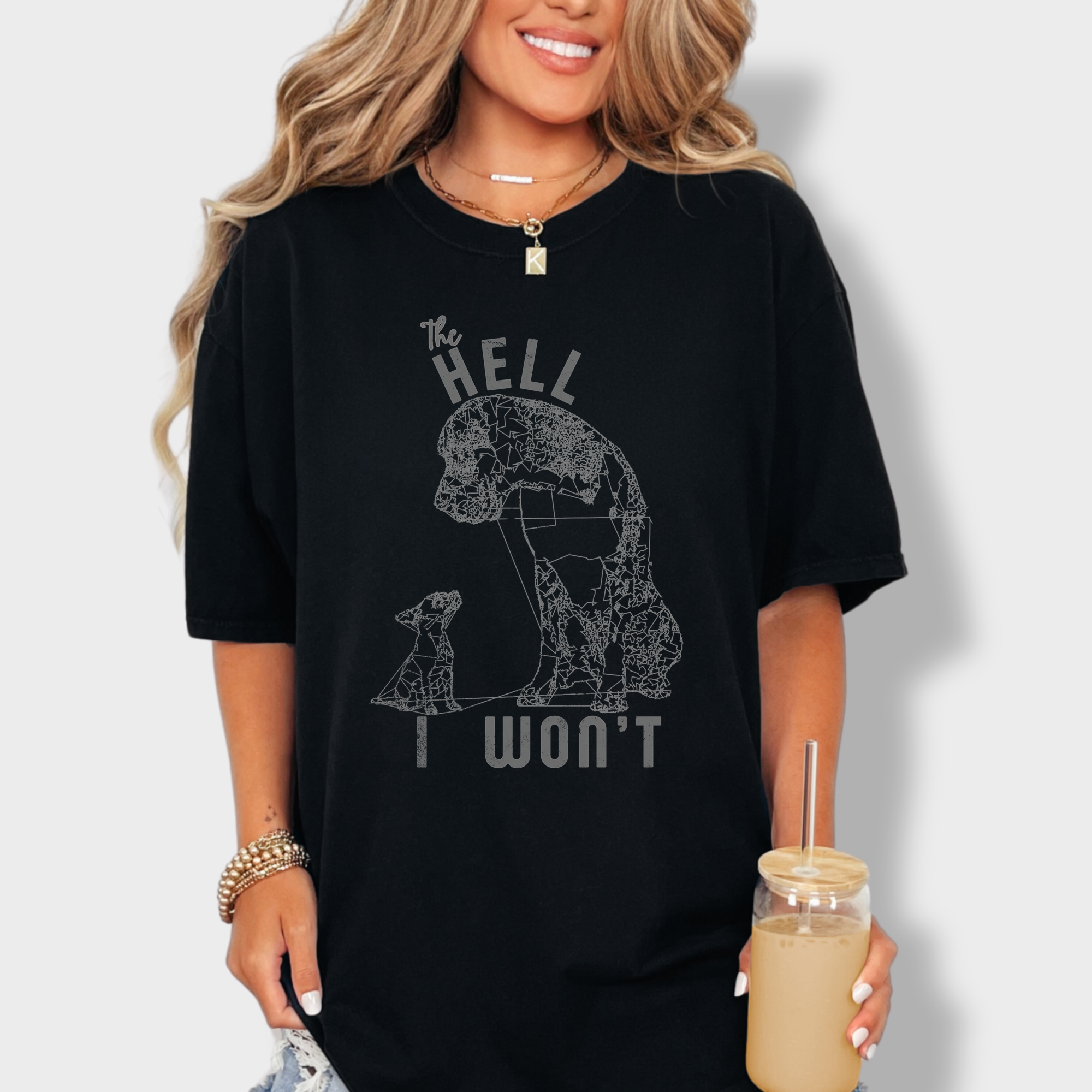 Western The Hell I Won't Dog Edition Dog Line Art Comfort Colors T-Shirt in Black-Fetch N Found
