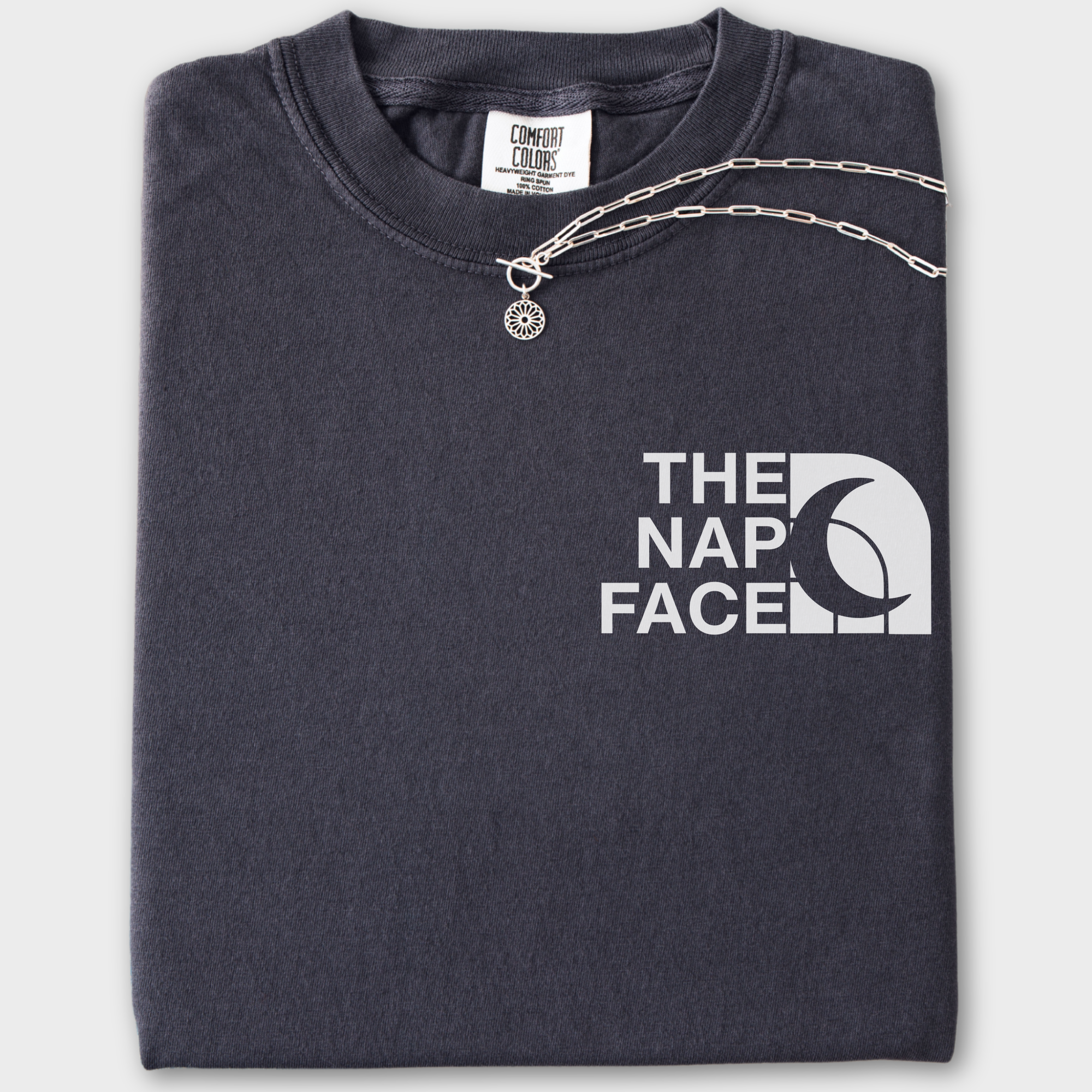 Modern The Nap Face Pet Text Comfort Colors T-Shirt in Graphite-Fetch N Found