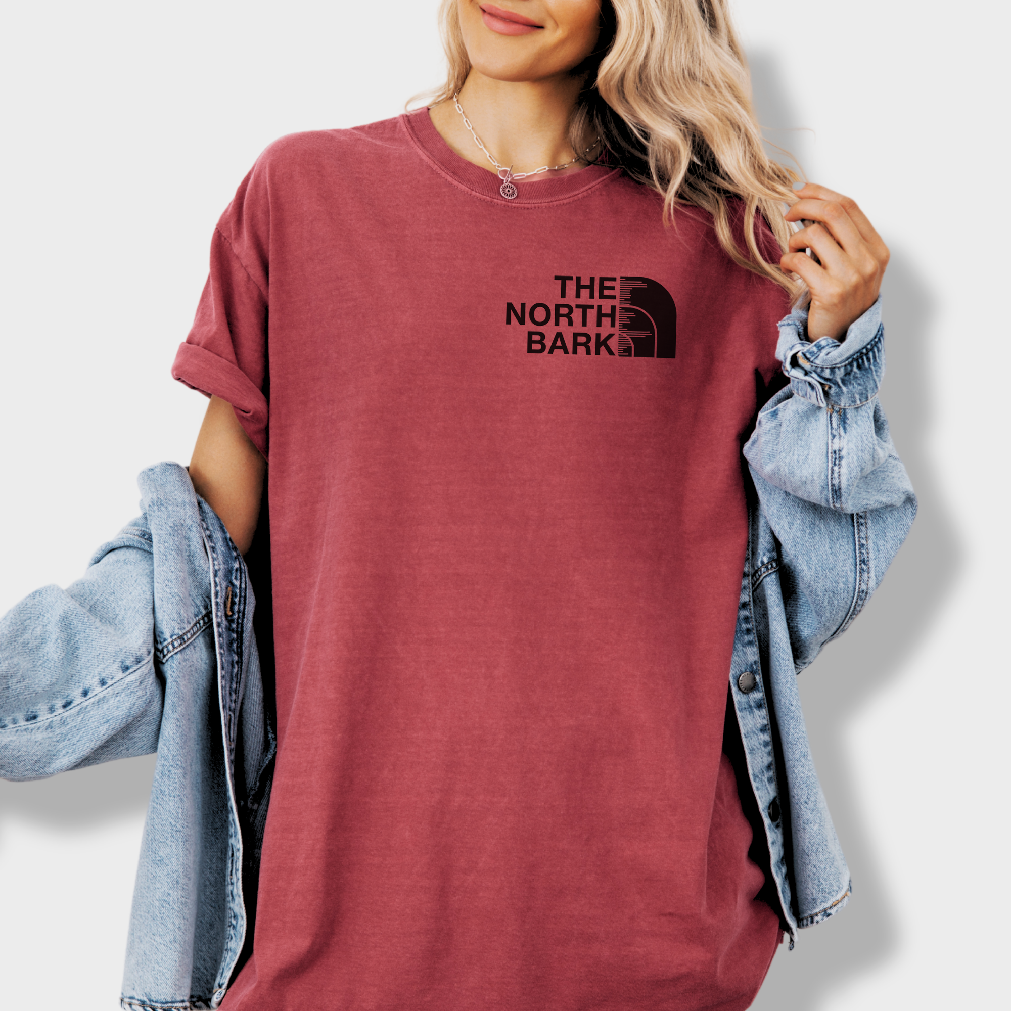 Artistic The North Bark Dog Graphic Comfort Colors T-Shirt in Crimson-Fetch N Found