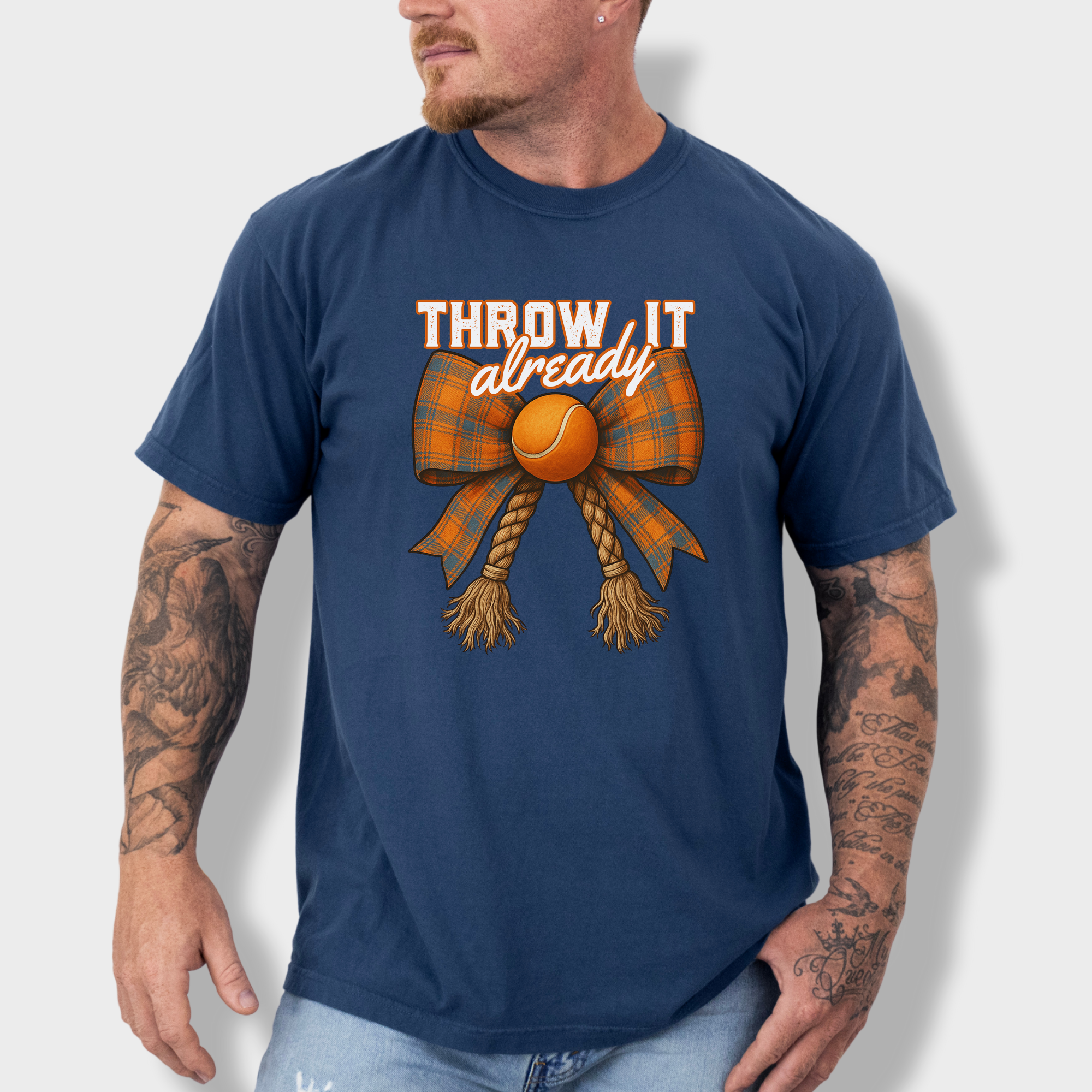 Western Throw It Already Dog Chew Toy Bow Dog Bow Comfort Colors T-Shirt in Midnight-Fetch N Found