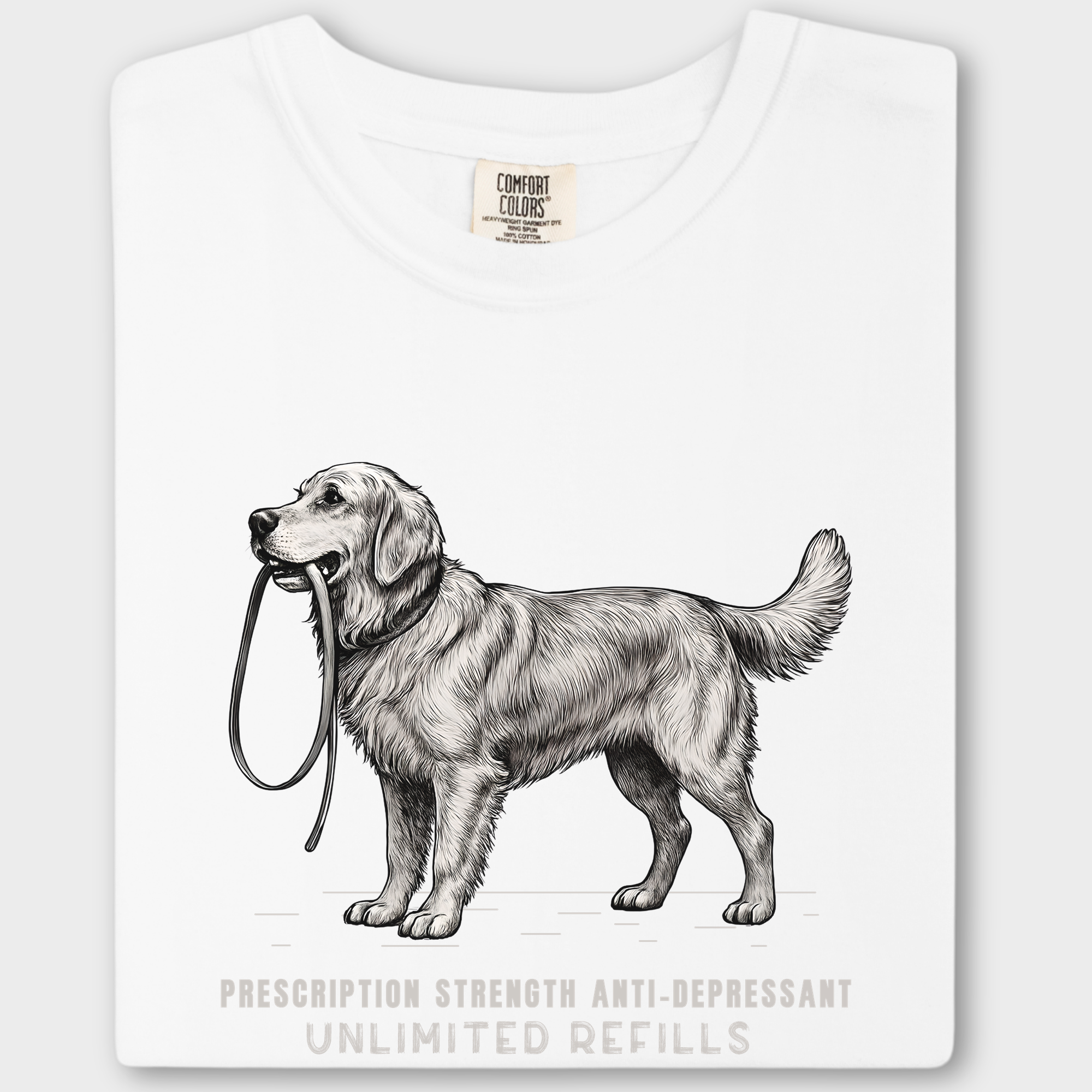 Vintage Dog Walking Is Prescription Strength Anti Depressant with Unllimited Refills Dog Graphic Comfort Colors T-Shirt in White-T-Shirt-White-Fetch N Found