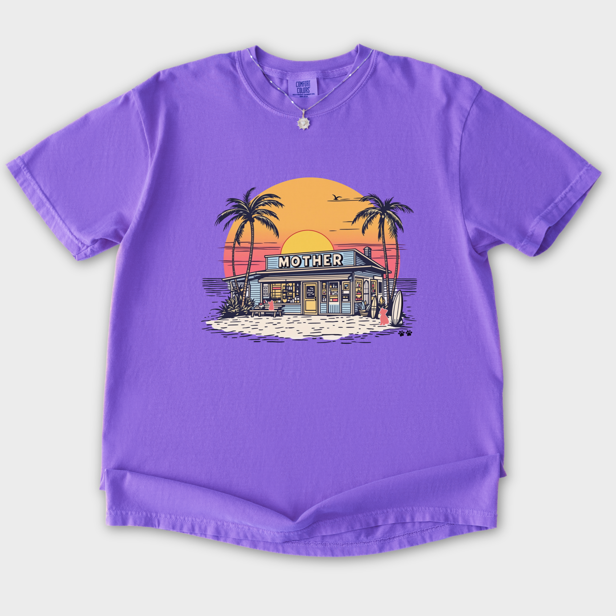 Vintage Mother Surf Shop Dog Graphic Comfort Colors T-Shirt in Violet-T-Shirt-Violet-S-Fetch N Found