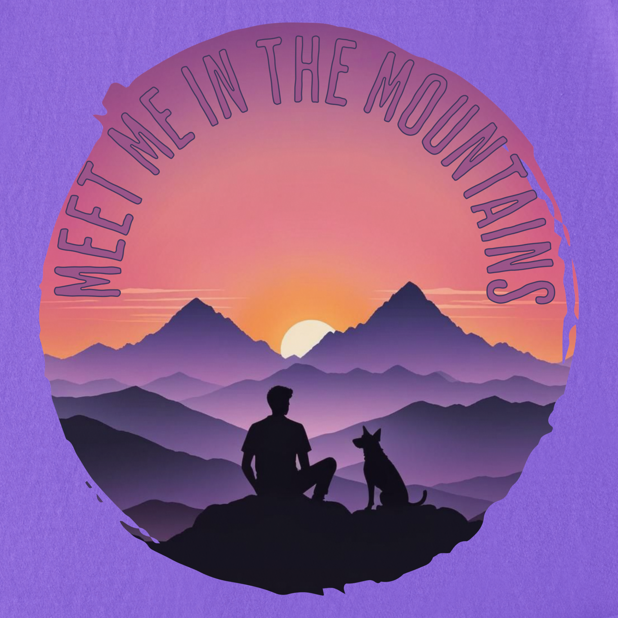 Retro Meet Me In The Mountains Dog Graphic Comfort Colors T-Shirt in Violet
