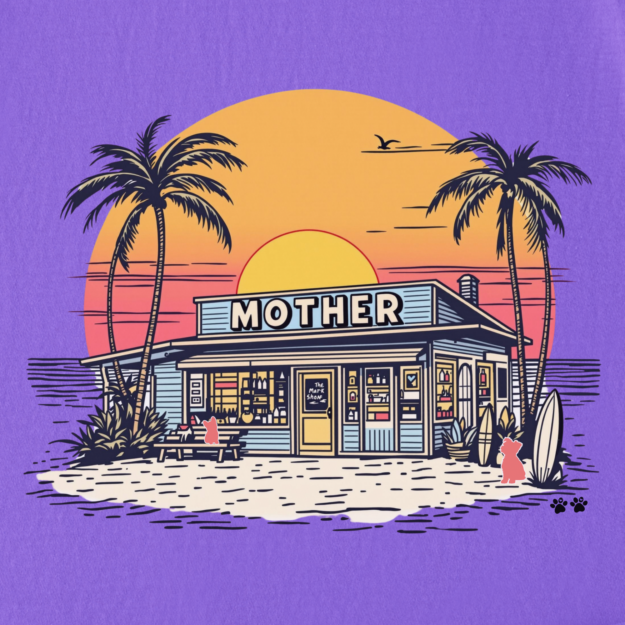 Vintage Mother Surf Shop Dog Graphic Comfort Colors T-Shirt in Violet-T-Shirt-Fetch N Found