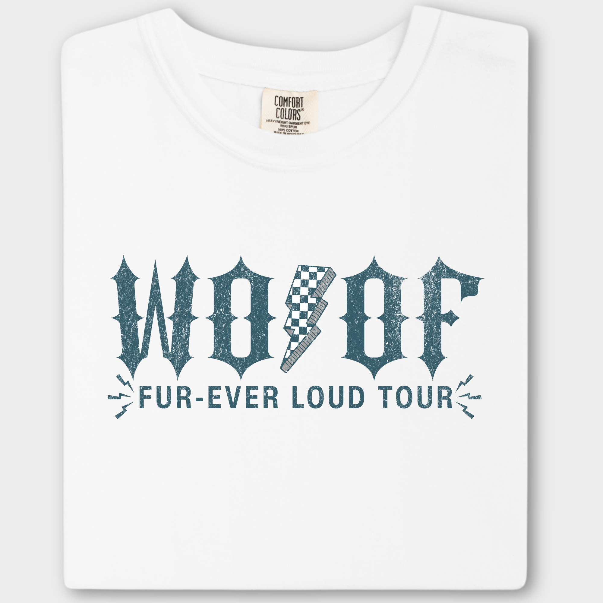 Artistic WOOF FurEver Loud Tour Dog Graphic Comfort Colors T-Shirt in White-T-Shirt-White-Fetch N Found