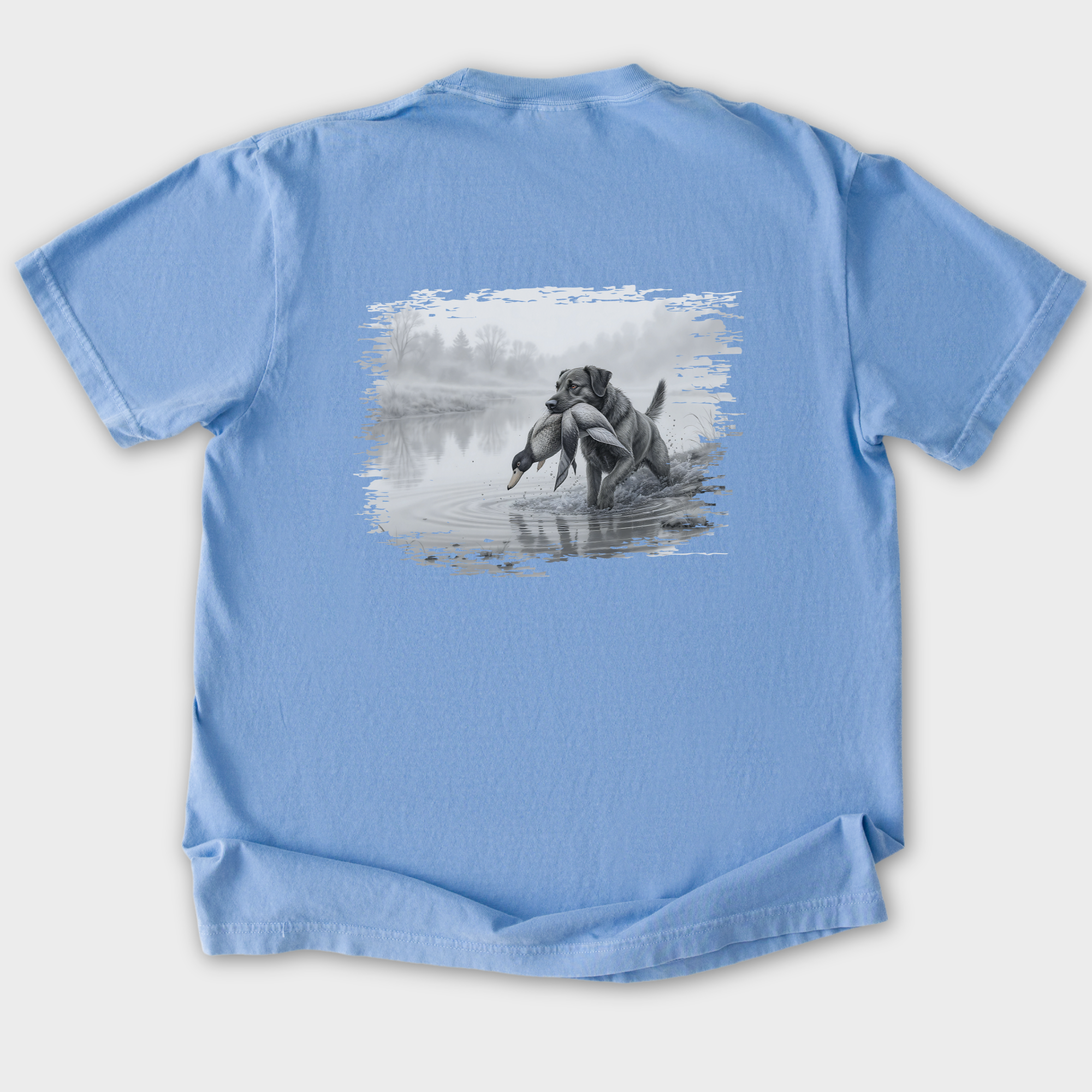 Line Art Too Long Didnt Read TLDR Dog Plus Duck Dog Graphic Comfort Colors T-Shirt in Washed Denim-T-Shirt-Fetch N Found