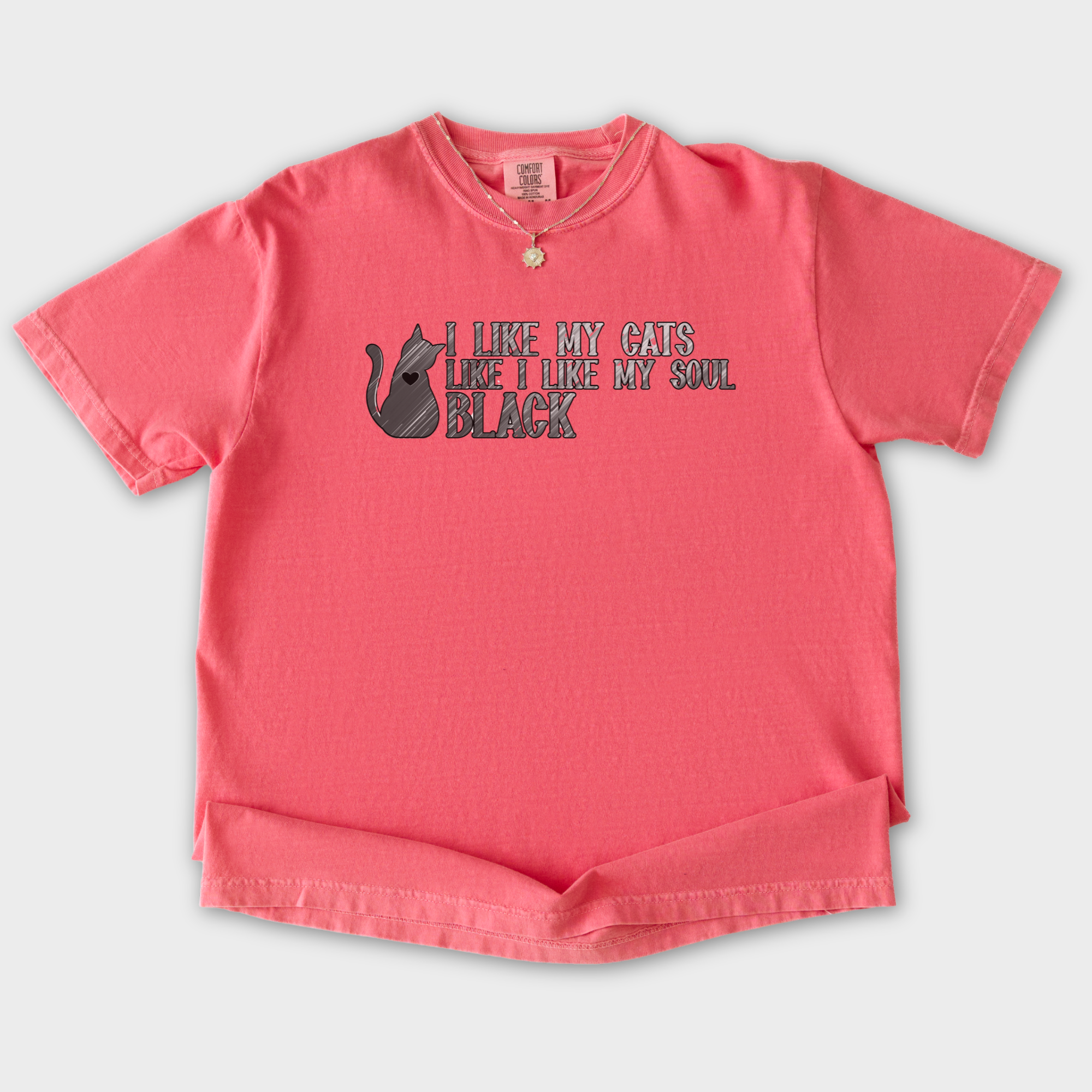 Retro I like my pets like I like my soul Cat Text Comfort Colors T-Shirt in Watermelon