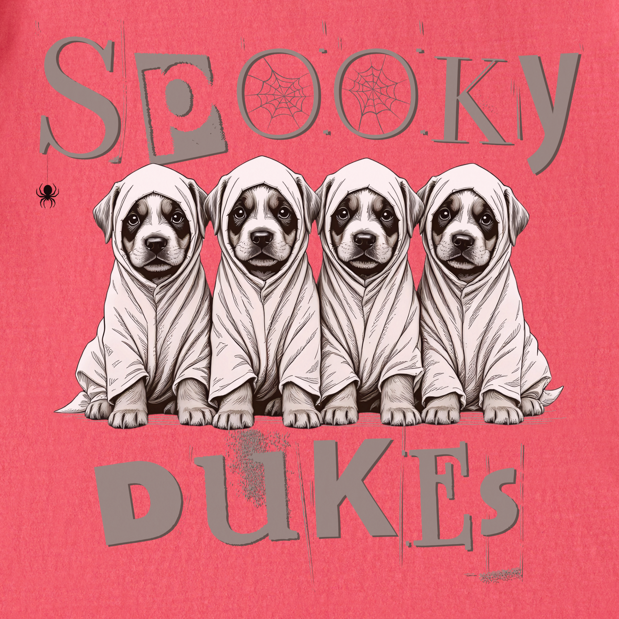 Vintage Spooky Dukes Trick-or-Treaters Dog Graphic Comfort Colors T-Shirt in Watermelon-T-Shirt-Fetch N Found
