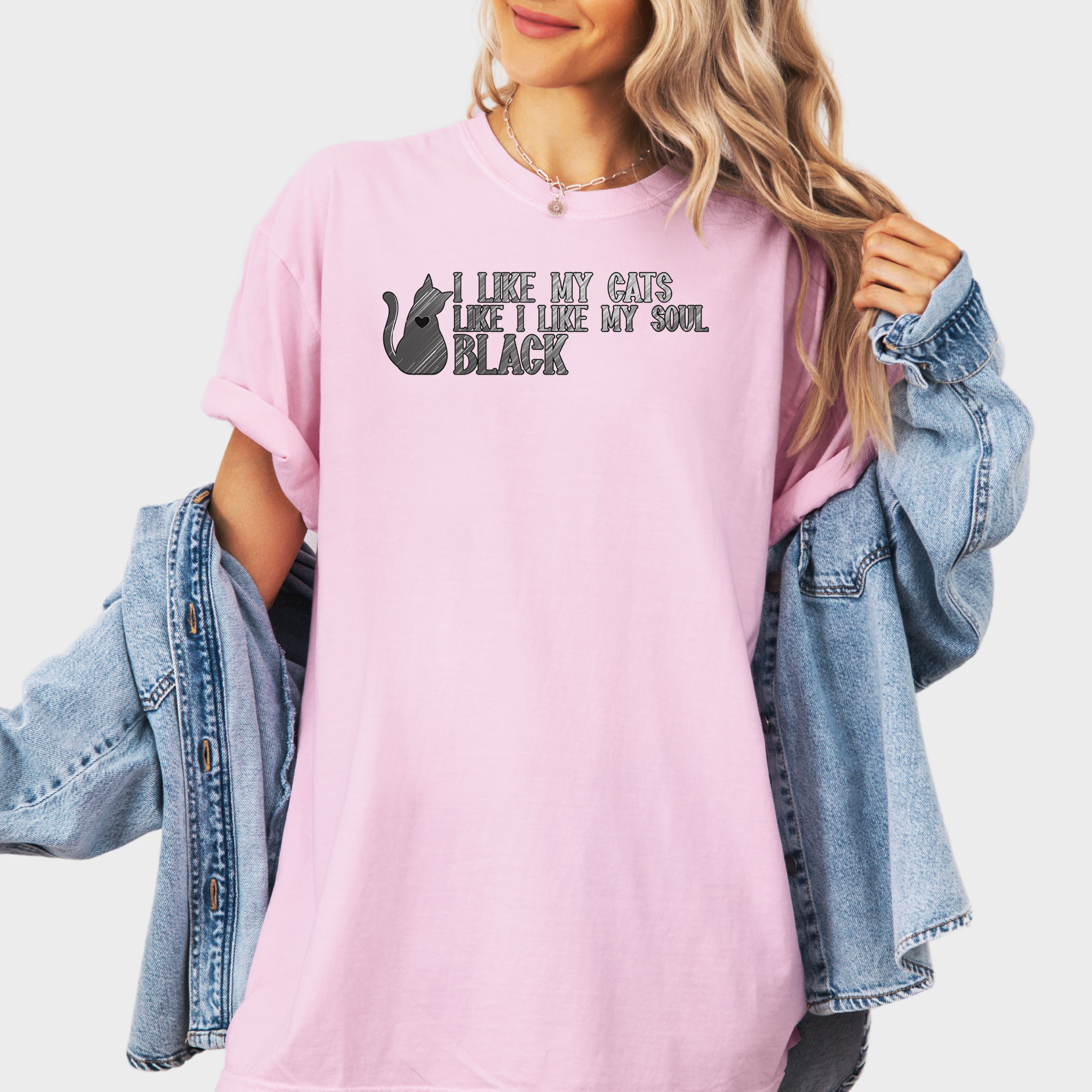 Retro I like my pets like I like my soul Cat Text Comfort Colors T-Shirt in Blossom-Fetch N Found