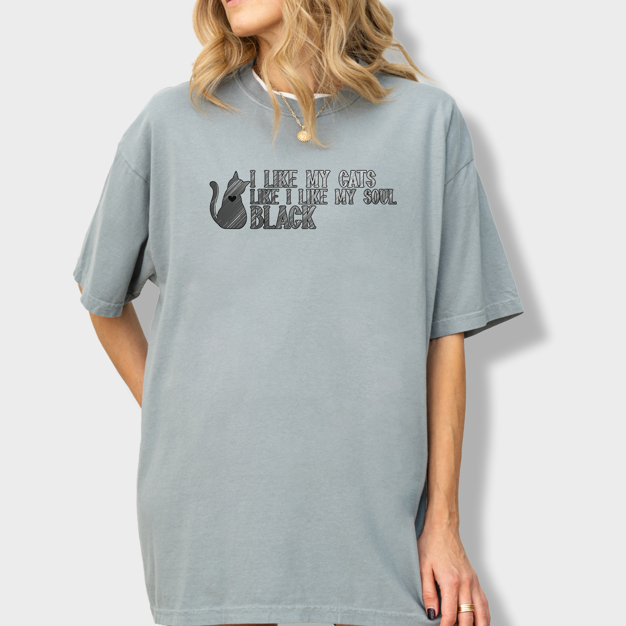 Retro I like my pets like I like my soul Cat Text Comfort Colors T-Shirt in Granite-Fetch N Found
