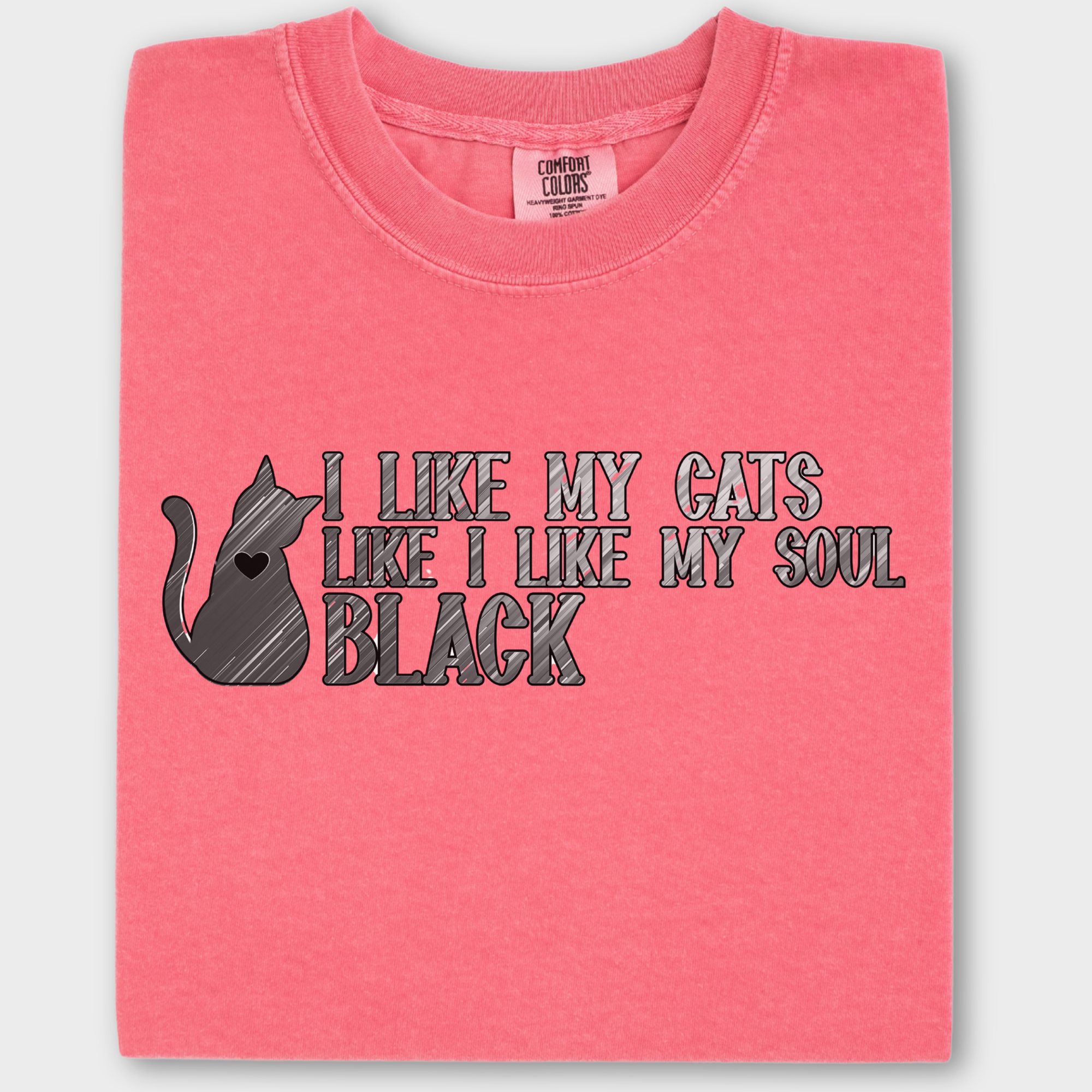 Retro I like my pets like I like my soul Cat Text Comfort Colors T-Shirt in Watermelon-Fetch N Found