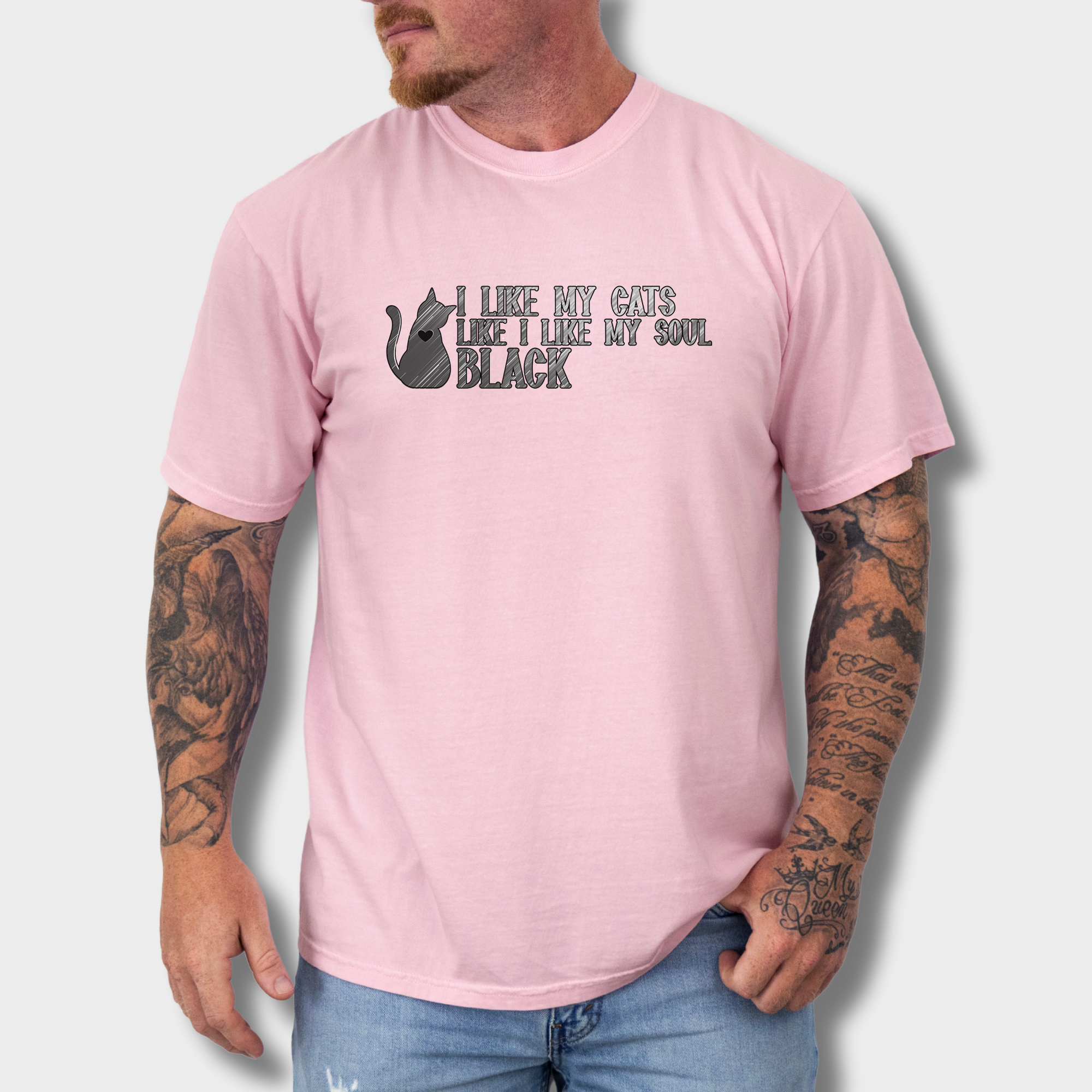 Retro I like my pets like I like my soul Cat Text Comfort Colors T-Shirt in Blossom-Fetch N Found