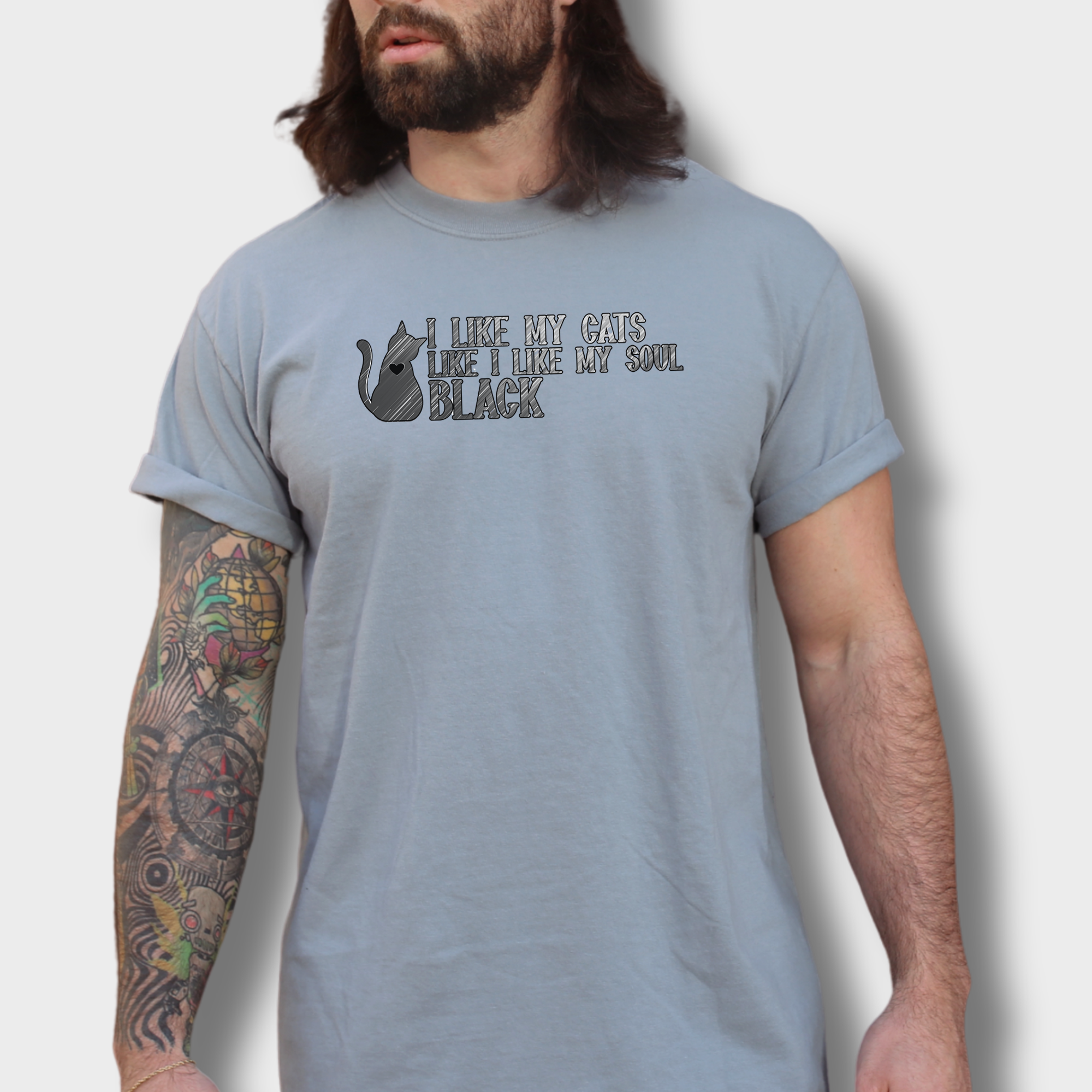Retro I like my pets like I like my soul Cat Text Comfort Colors T-Shirt in Granite-Fetch N Found