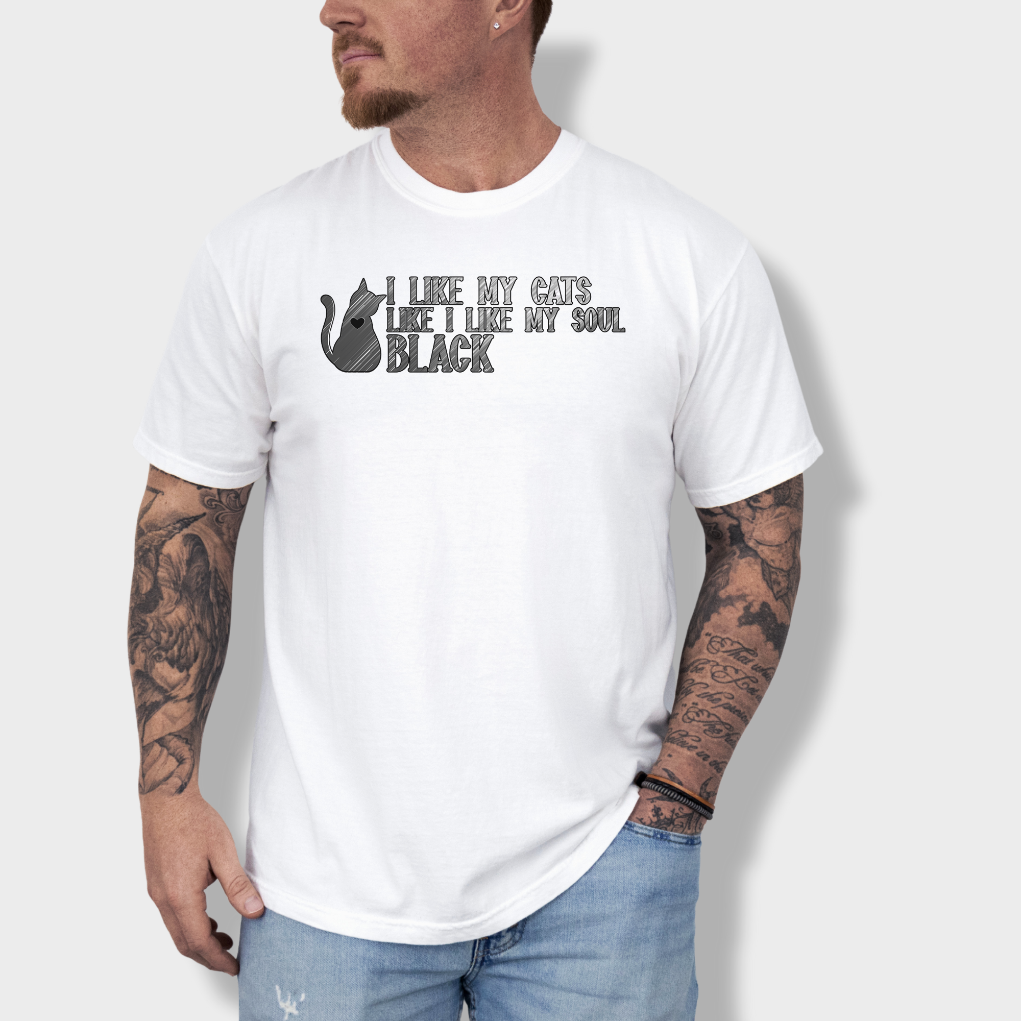 Retro I like my pets like I like my soul Cat Text Comfort Colors T-Shirt in White-Fetch N Found